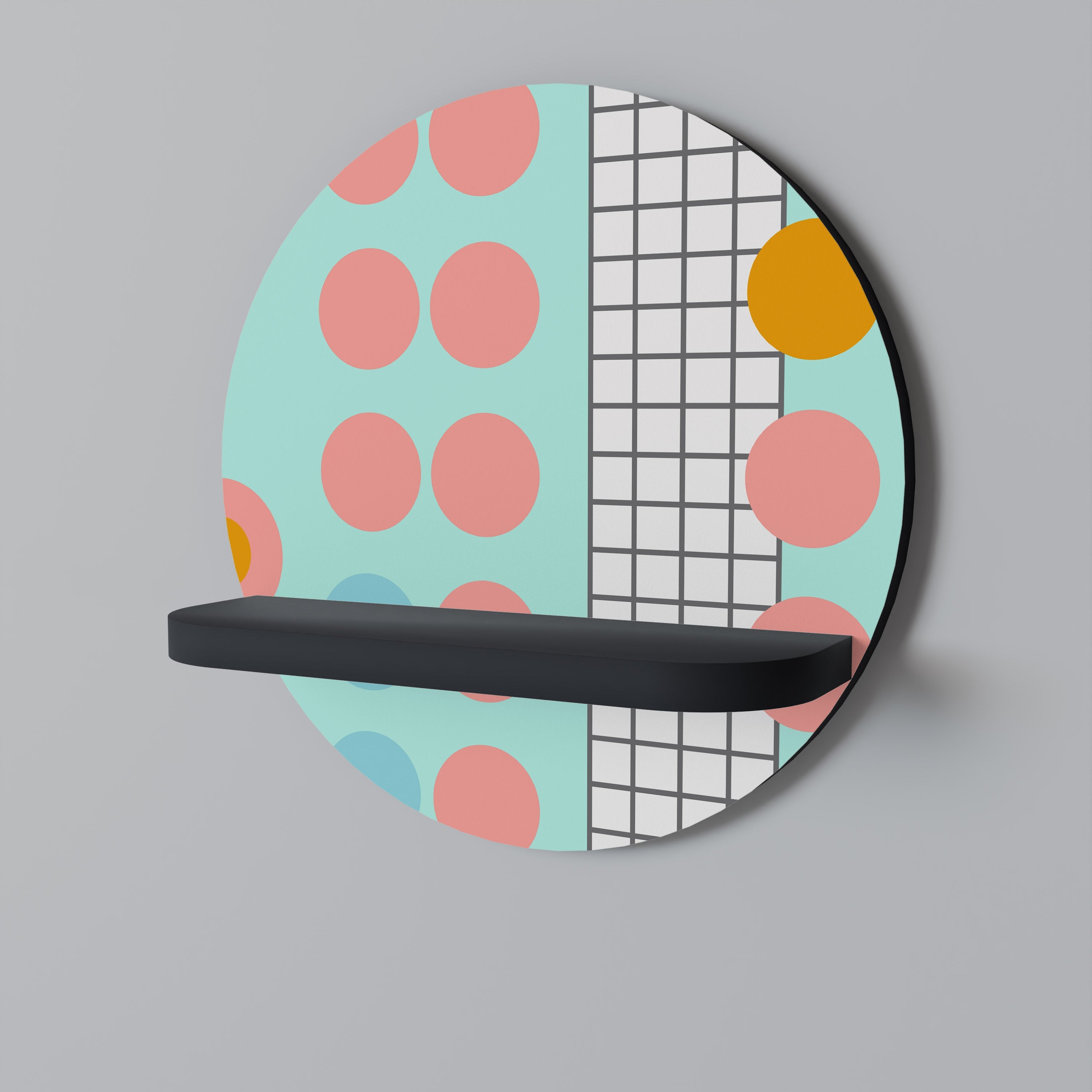 RETRO GRID Rundes Kunstregal in Schwarz