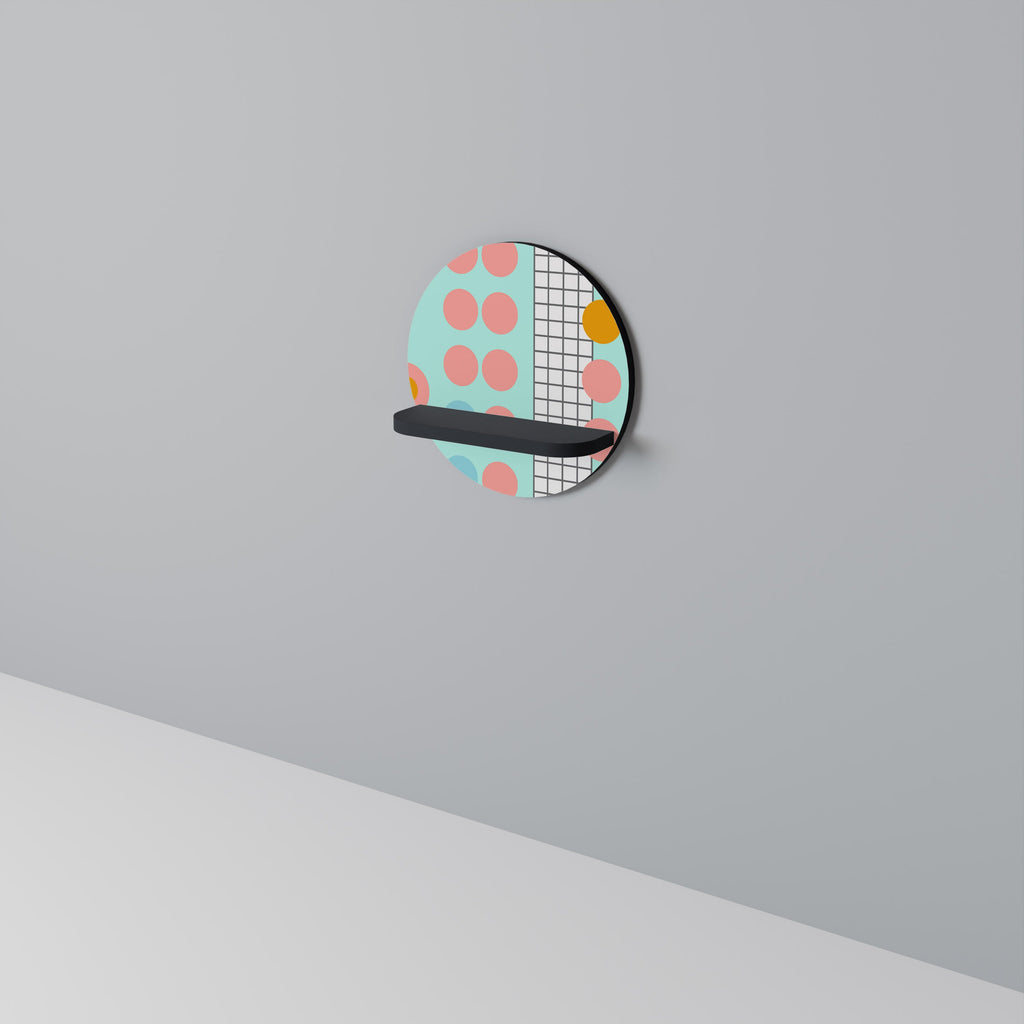 RETRO GRID Rundes Kunstregal in Schwarz