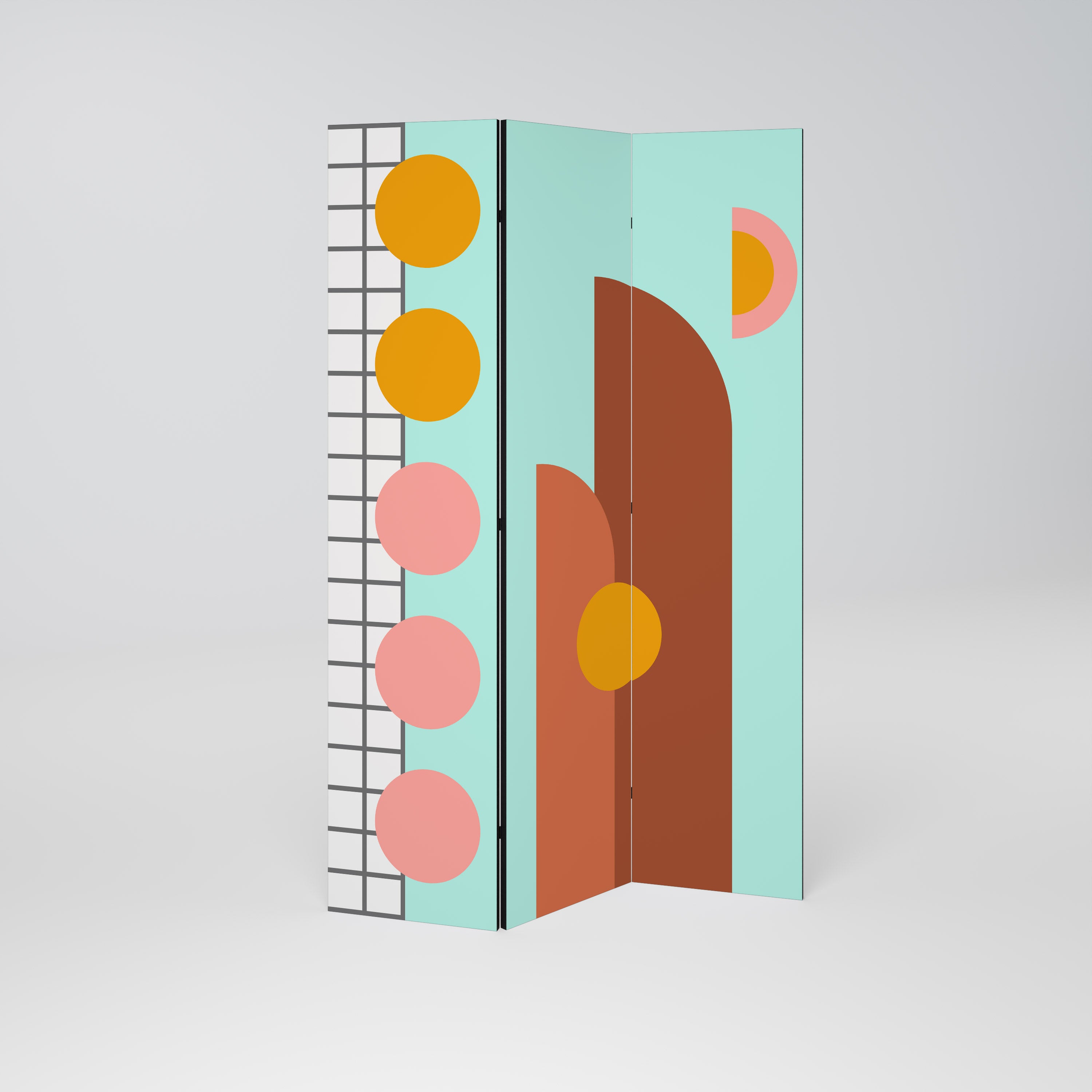 RETRO GRID 3-Panel Room Divider
