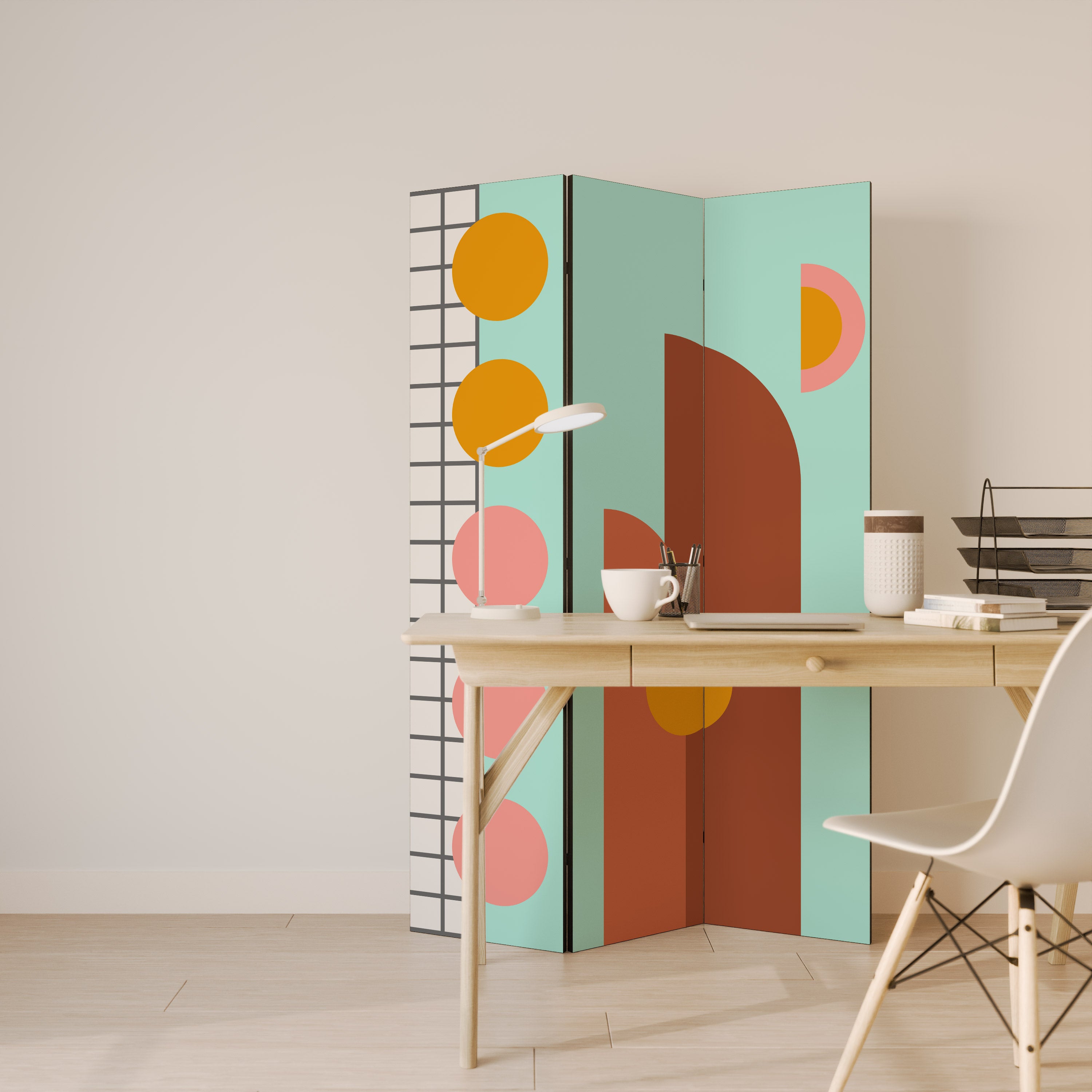 RETRO GRID 3-Panel Room Divider