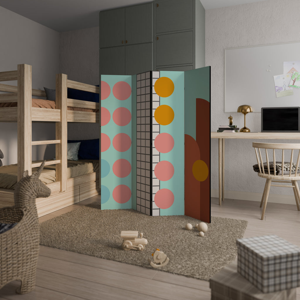 RETRO GRID 4-teiliger Paravent