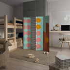 RETRO GRID Dekorativer Paravent - 4-teilig