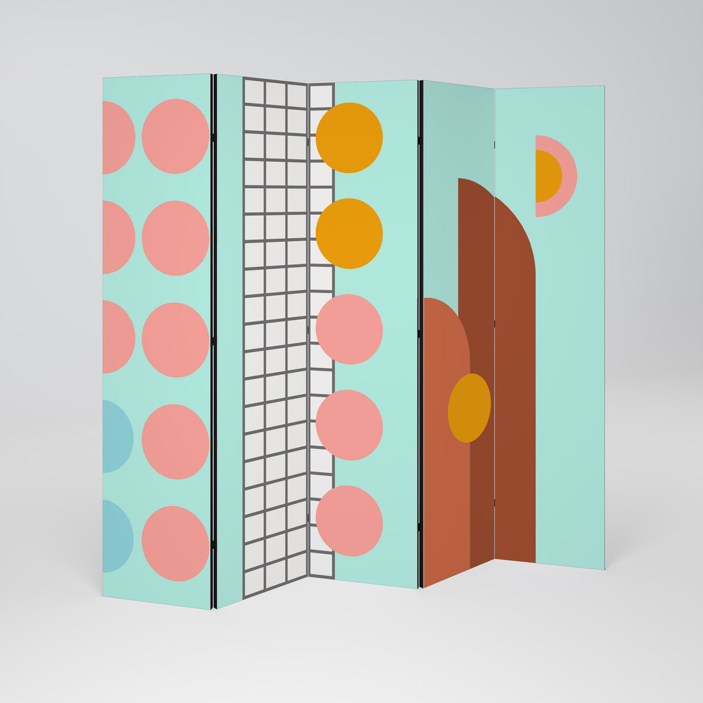 RETRO GRID 5-teiliger Paravent