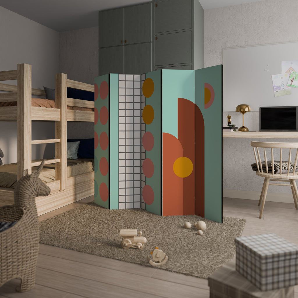 RETRO GRID Decorative 5-Panel Room Divider