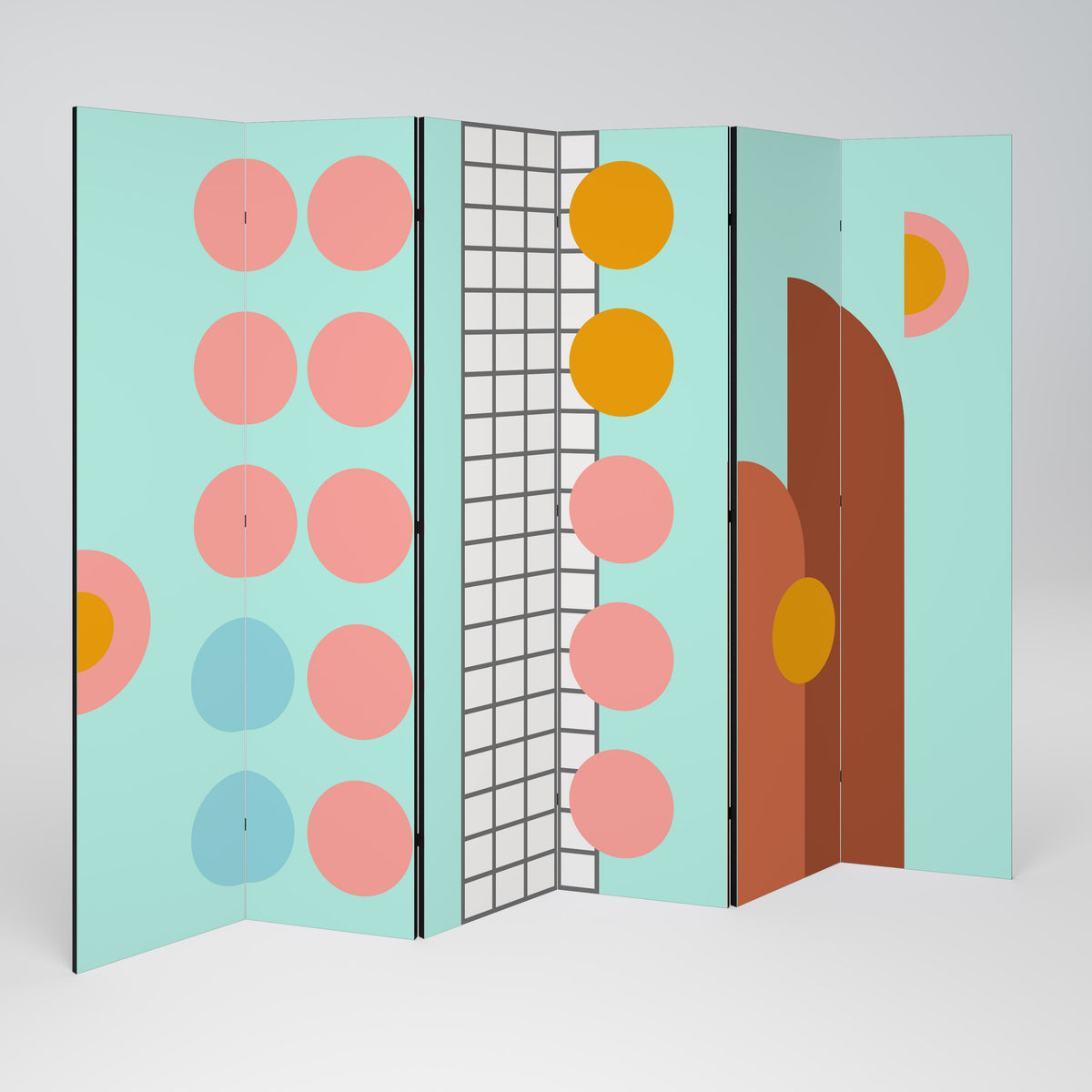 RETRO GRID 6-teiliger Paravent
