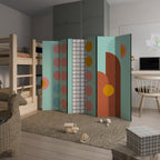 RETRO GRID Dekorativer Paravent - 6-teilig