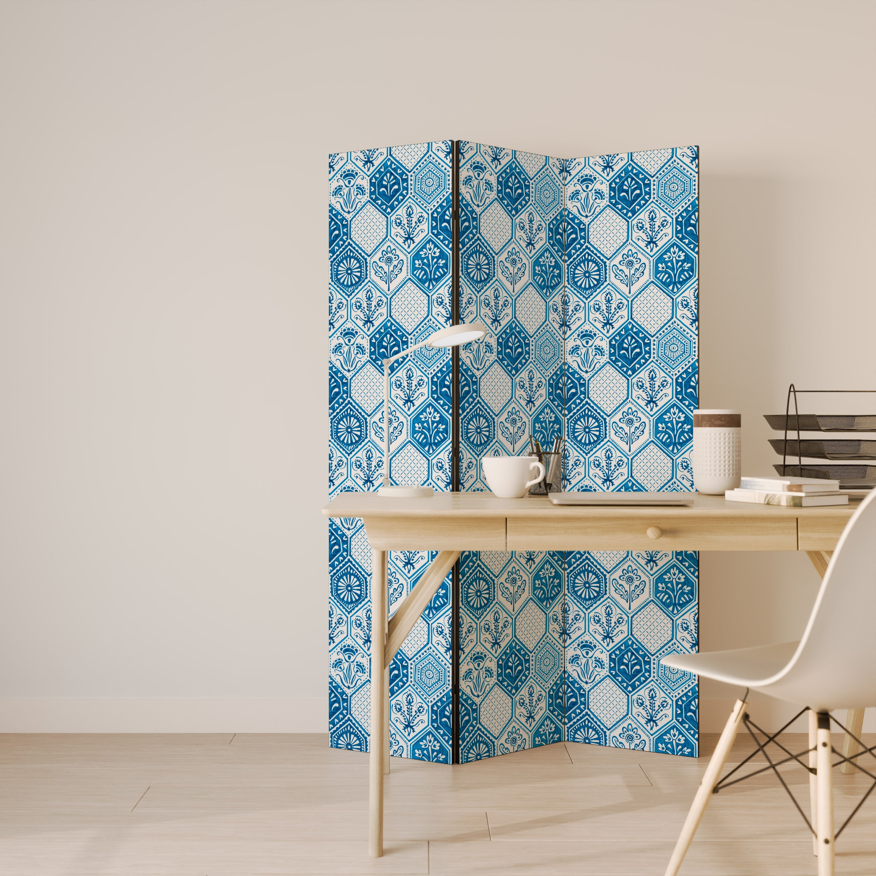 AQUATIC HEXAGON DREAM Dekorativer 3-teiliger Raumteiler