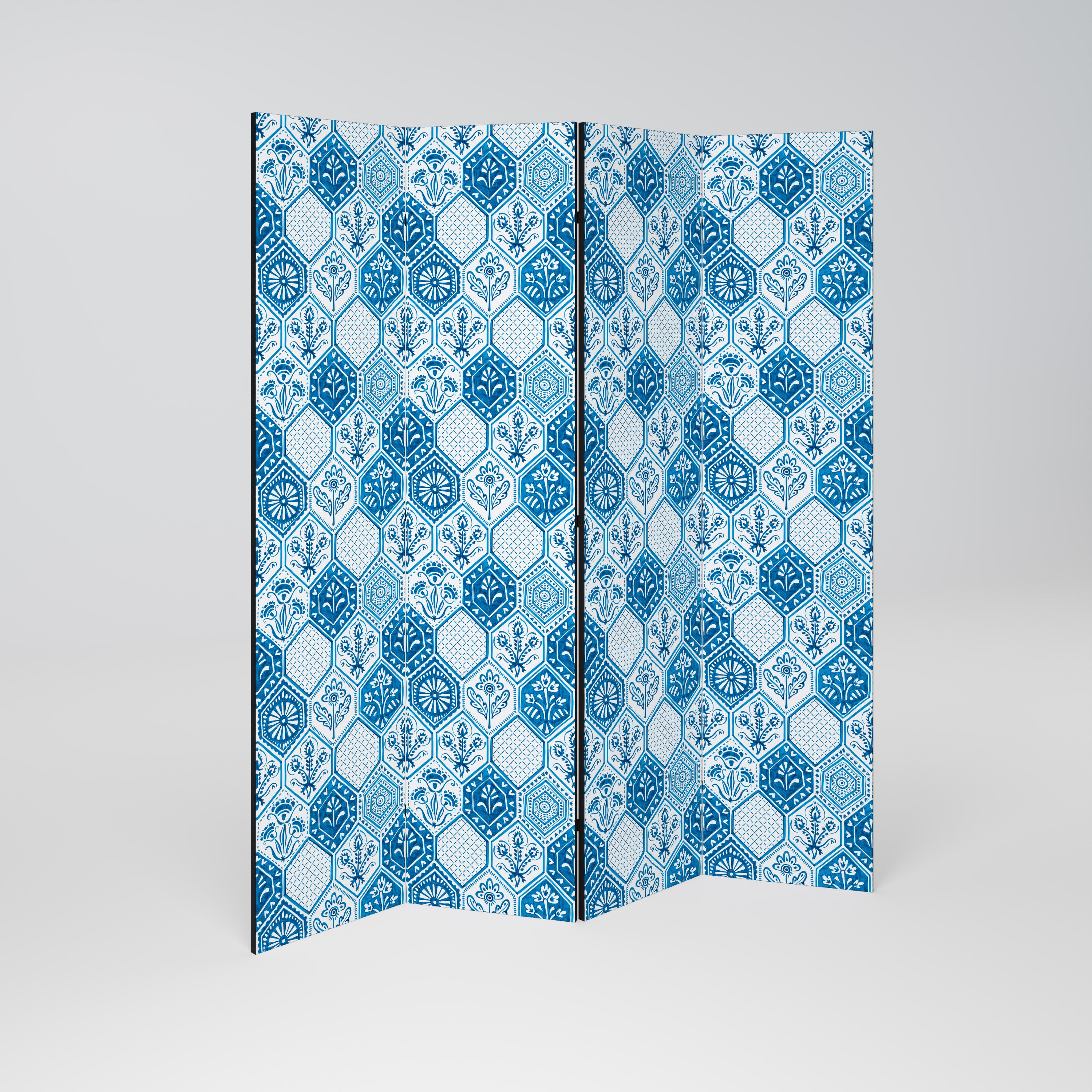 AQUATIC HEXAGON DREAM 4-teiliger Paravent