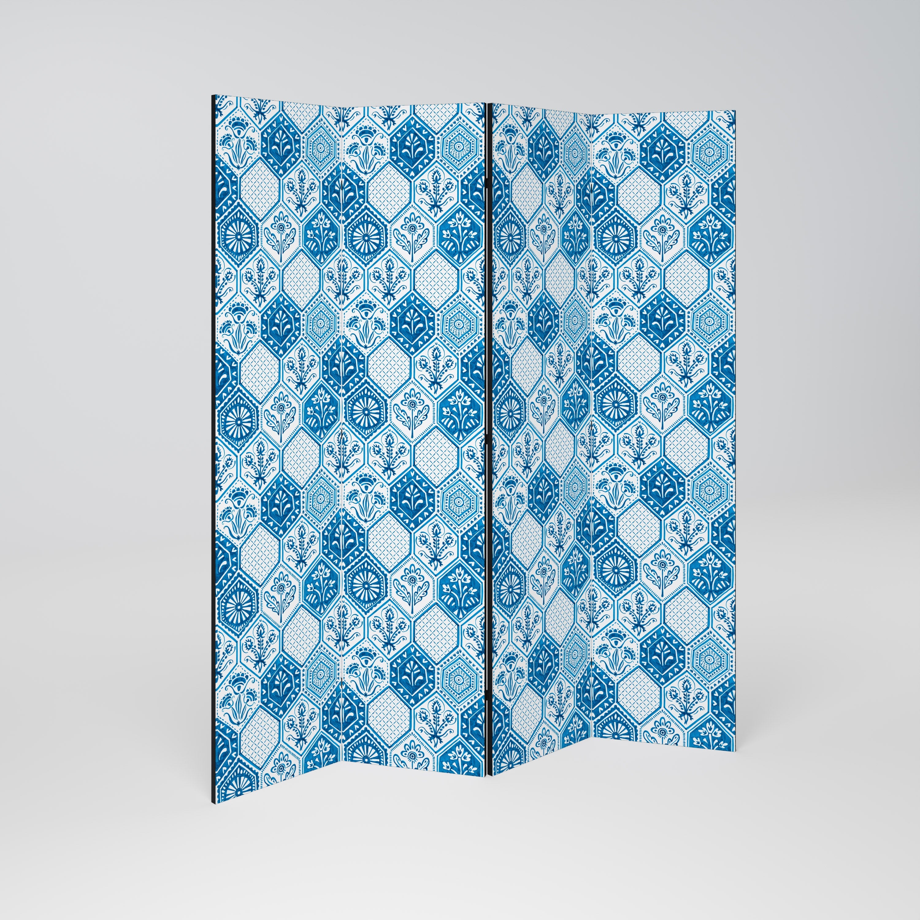 AQUATIC HEXAGON DREAM Dekorativer 4-teiliger Raumteiler