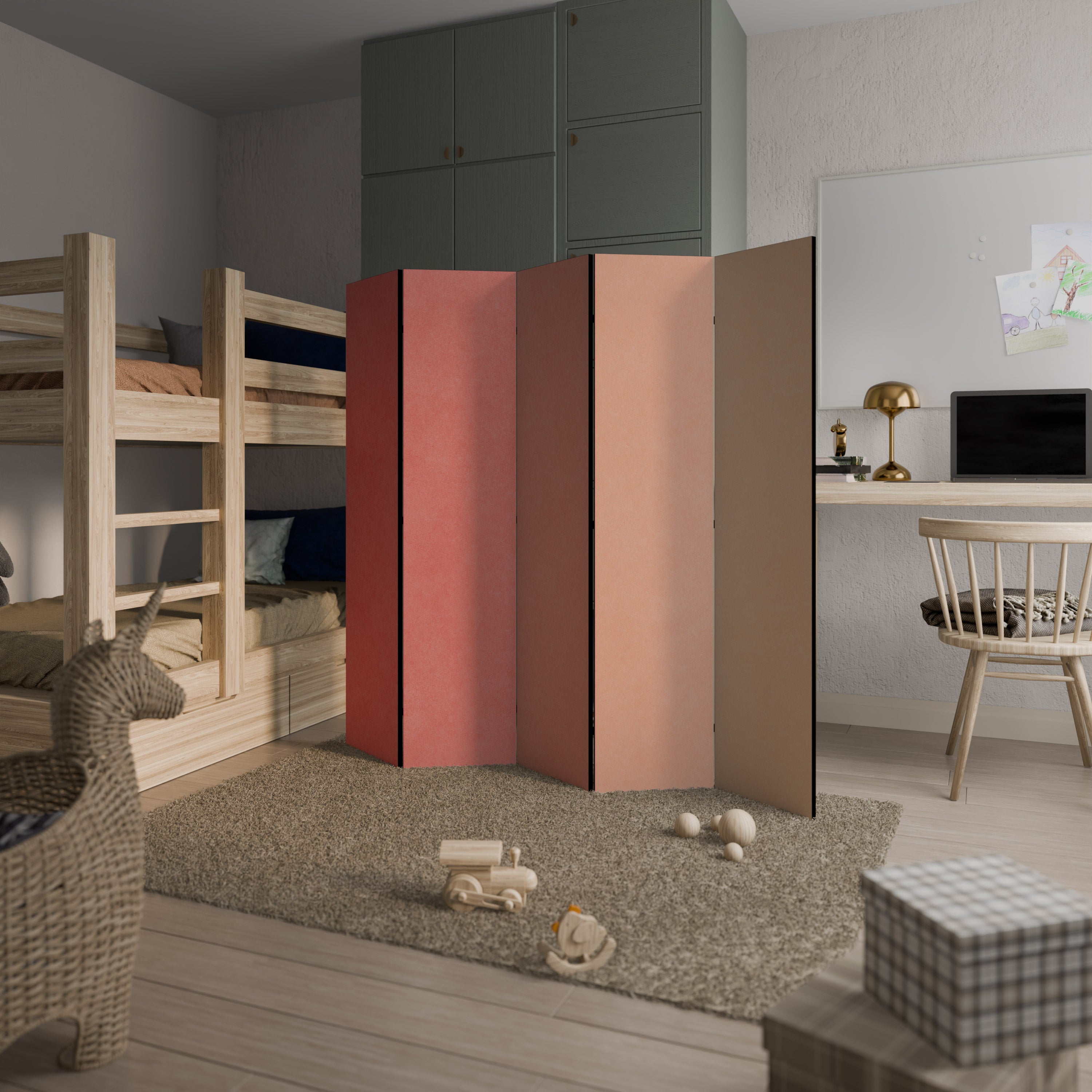 PEACH OF MY HEART 5-Panel Room Divider