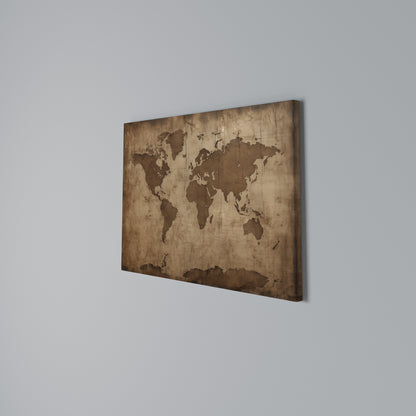 AGED WORLD MAP Horizontal Canvas Print
