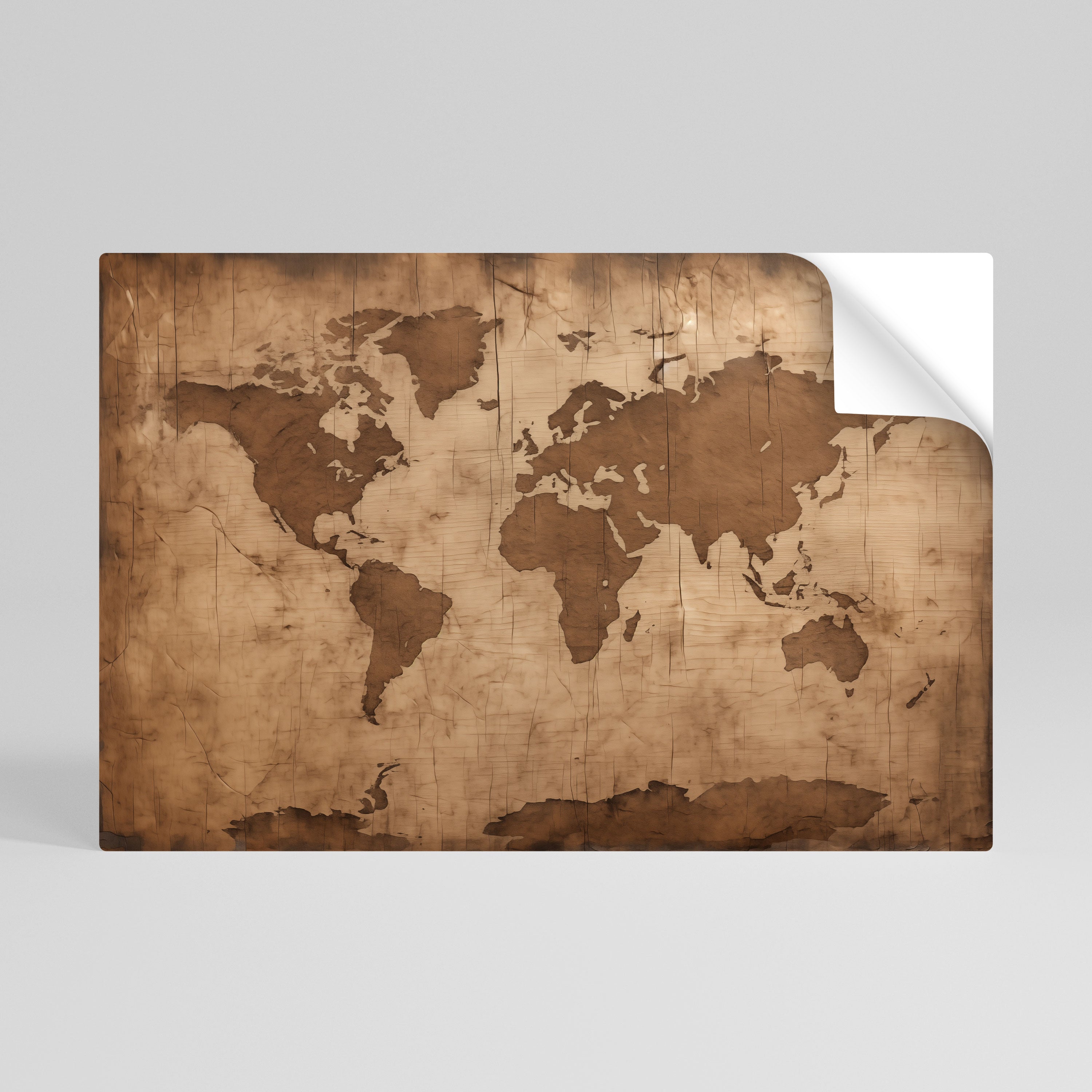 AGED WORLD MAP Selbstklebendes Horizontal-Poster