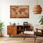 AGED WORLD MAP Peel and Stick Horizontal Poster