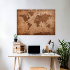 AGED WORLD MAP Peel and Stick Horizontal Poster