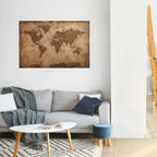 AGED WORLD MAP Peel and Stick Horizontal Poster