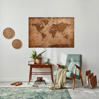 AGED WORLD MAP Peel and Stick Horizontal Poster