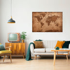 AGED WORLD MAP Peel and Stick Horizontal Poster