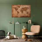 AGED WORLD MAP Peel and Stick Horizontal Poster