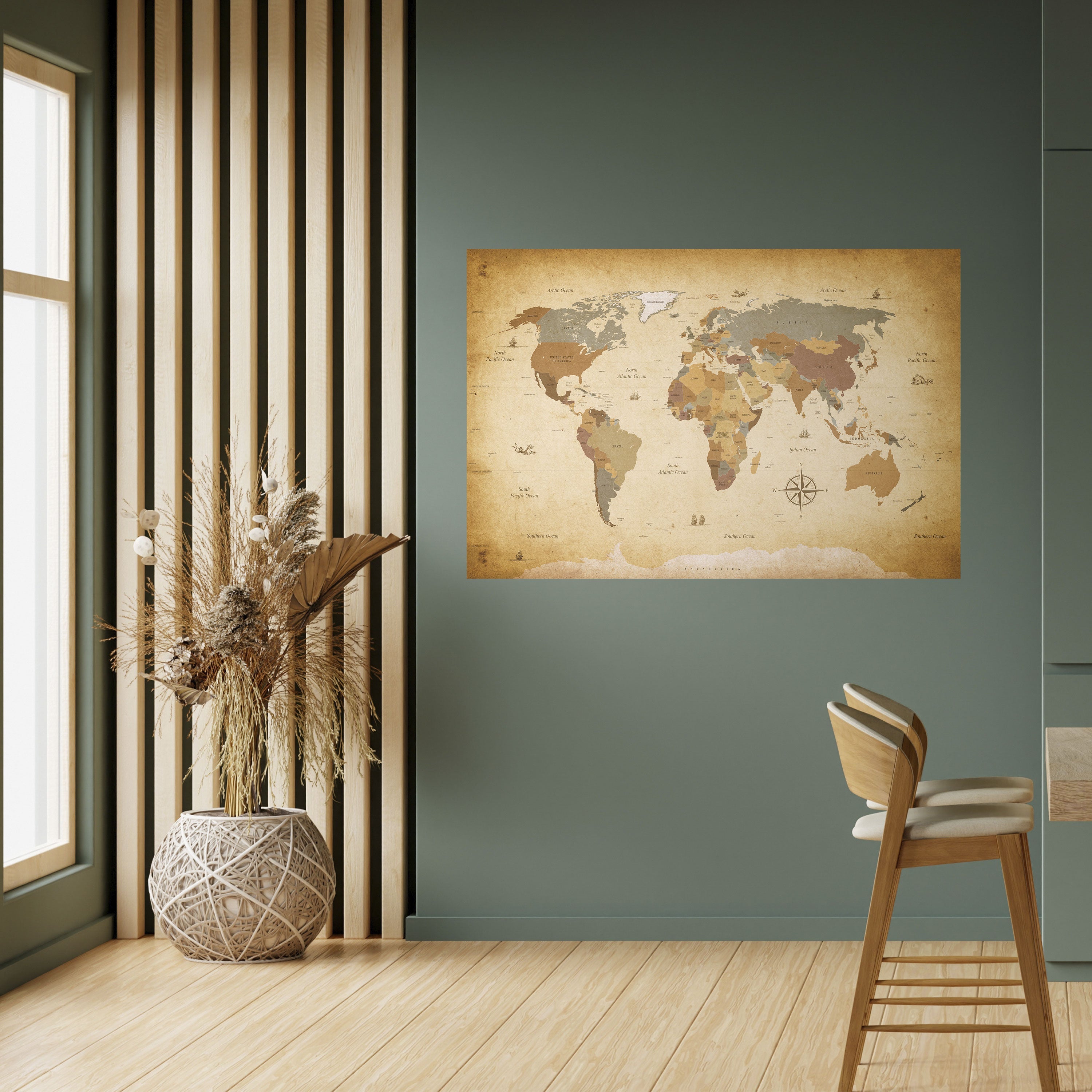 ALTE REISEKARTE, horizontales Poster zum Abziehen und Aufkleben