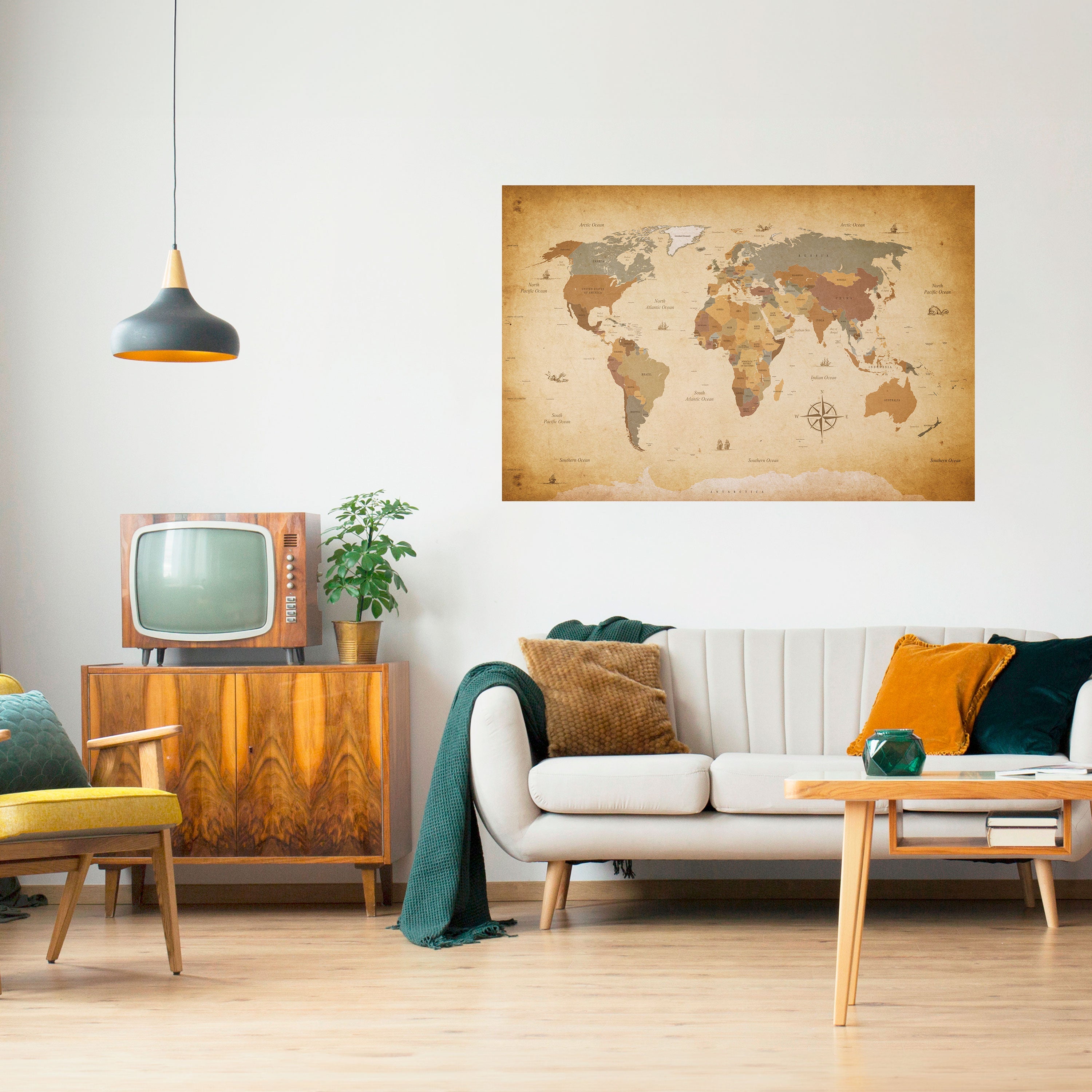 ALTE REISEKARTE, horizontales Poster zum Abziehen und Aufkleben