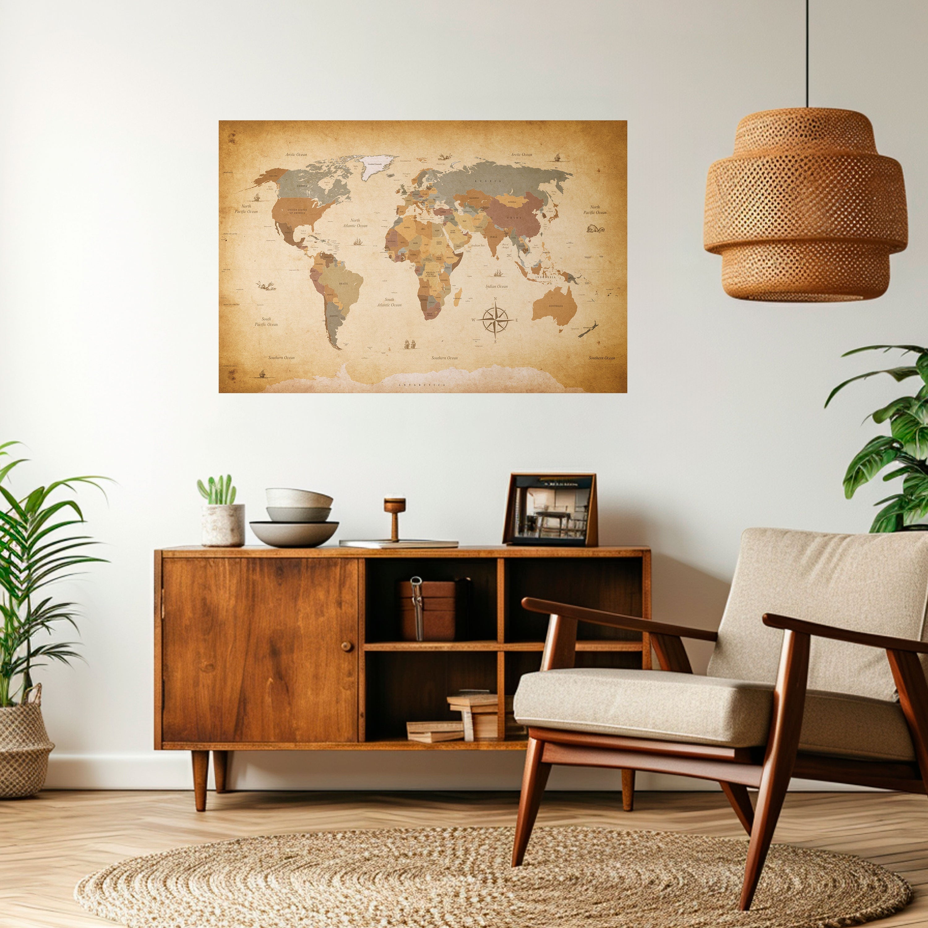 ALTE REISEKARTE, horizontales Poster zum Abziehen und Aufkleben