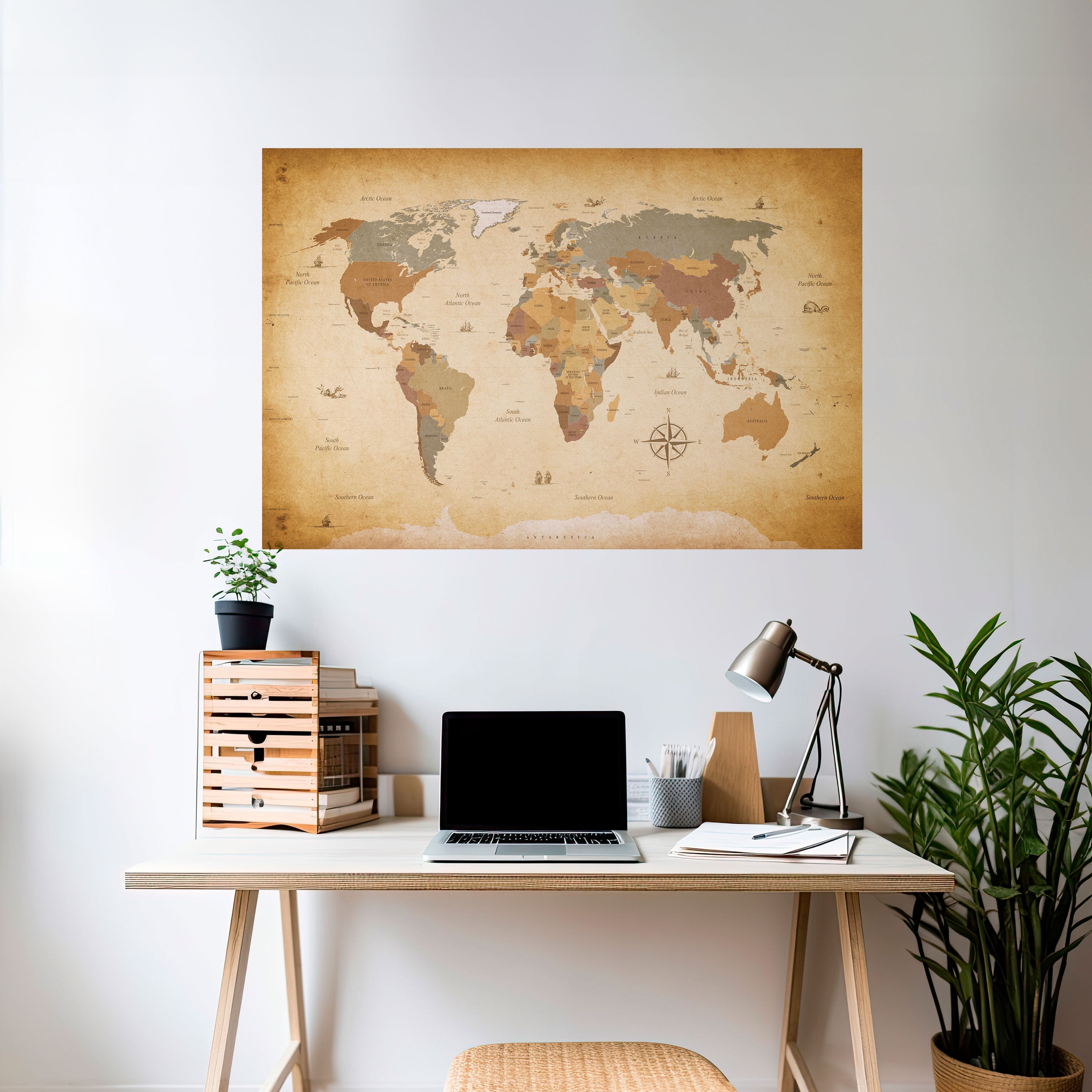 ALTE REISEKARTE, horizontales Poster zum Abziehen und Aufkleben