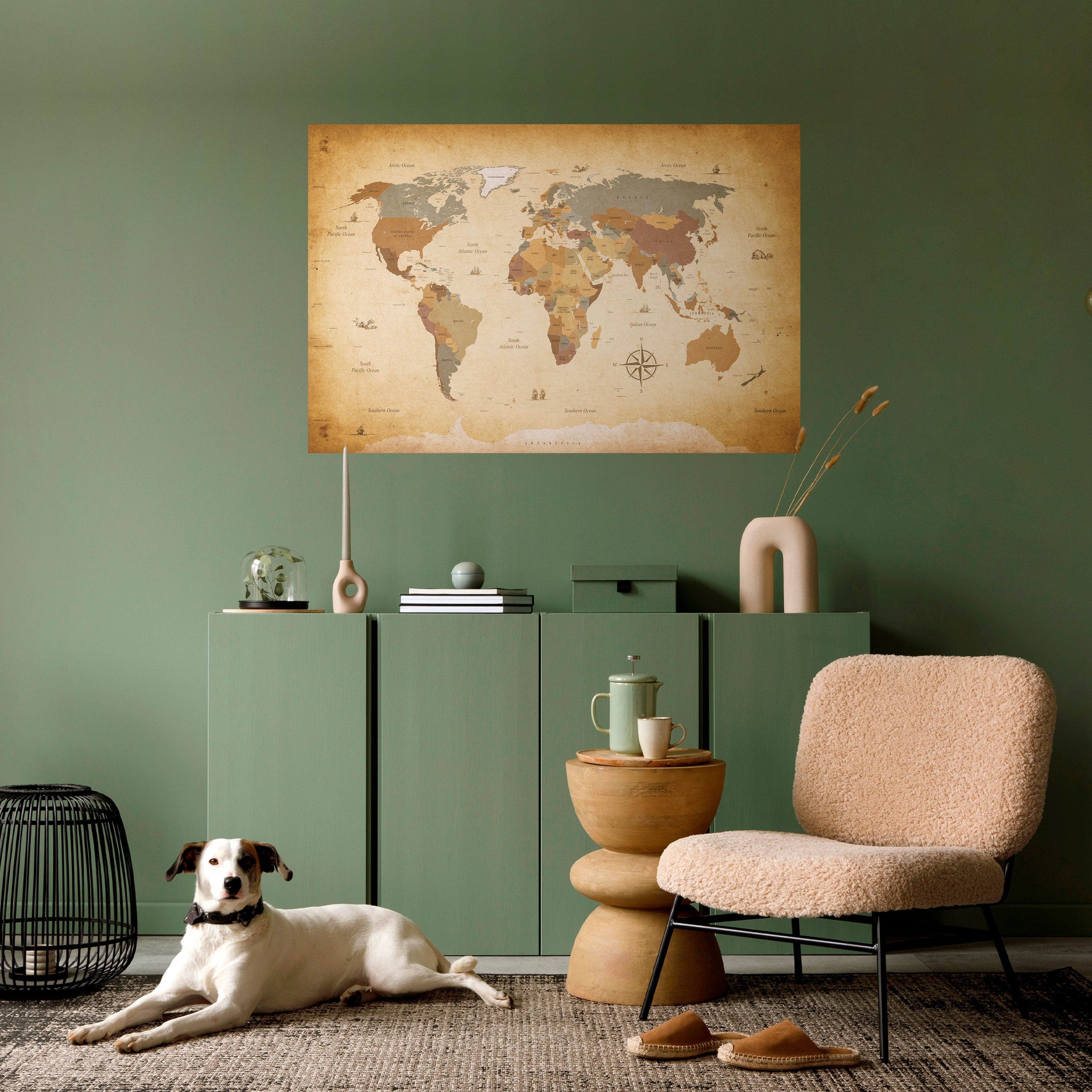 ALTE REISEKARTE, horizontales Poster zum Abziehen und Aufkleben