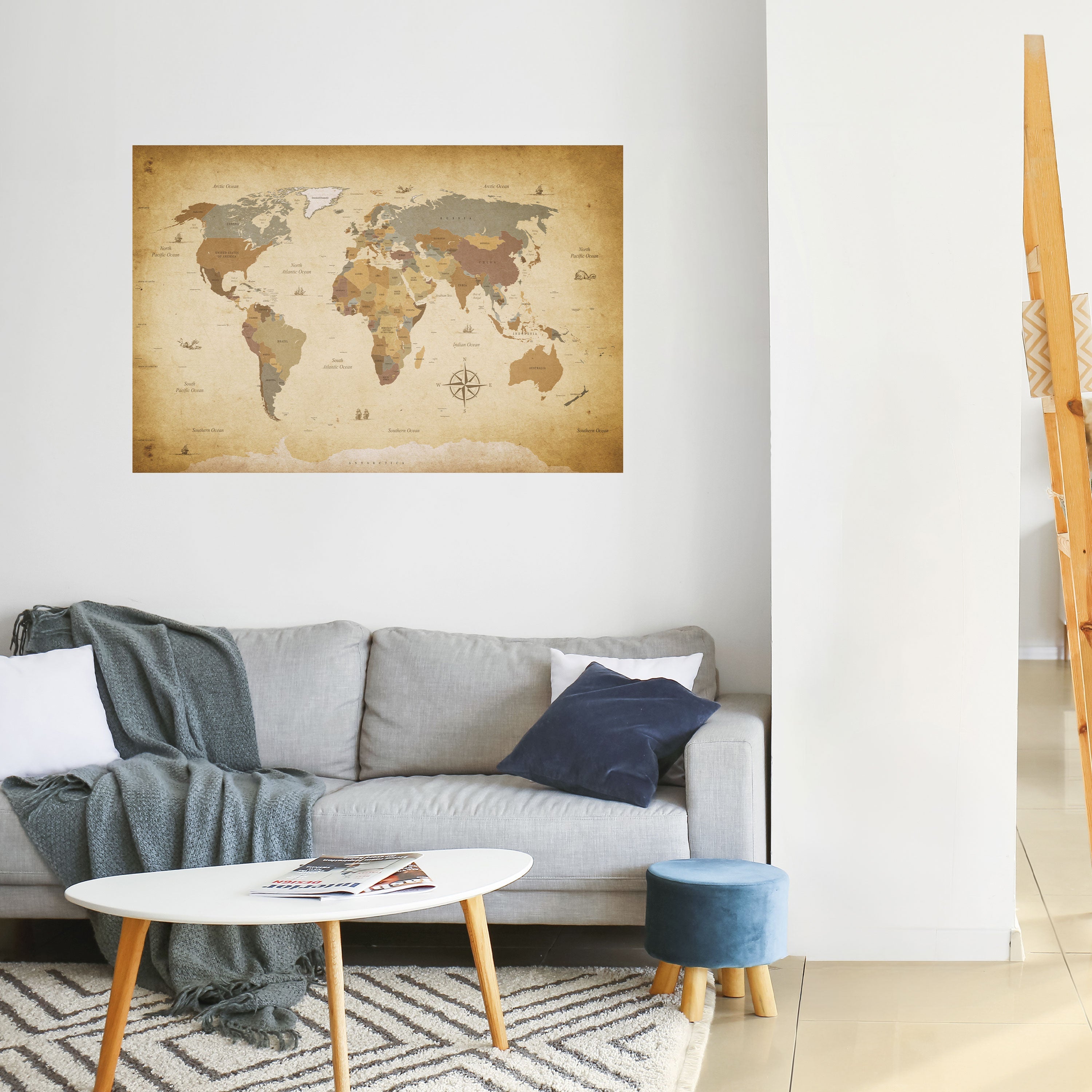 ALTE REISEKARTE, horizontales Poster zum Abziehen und Aufkleben