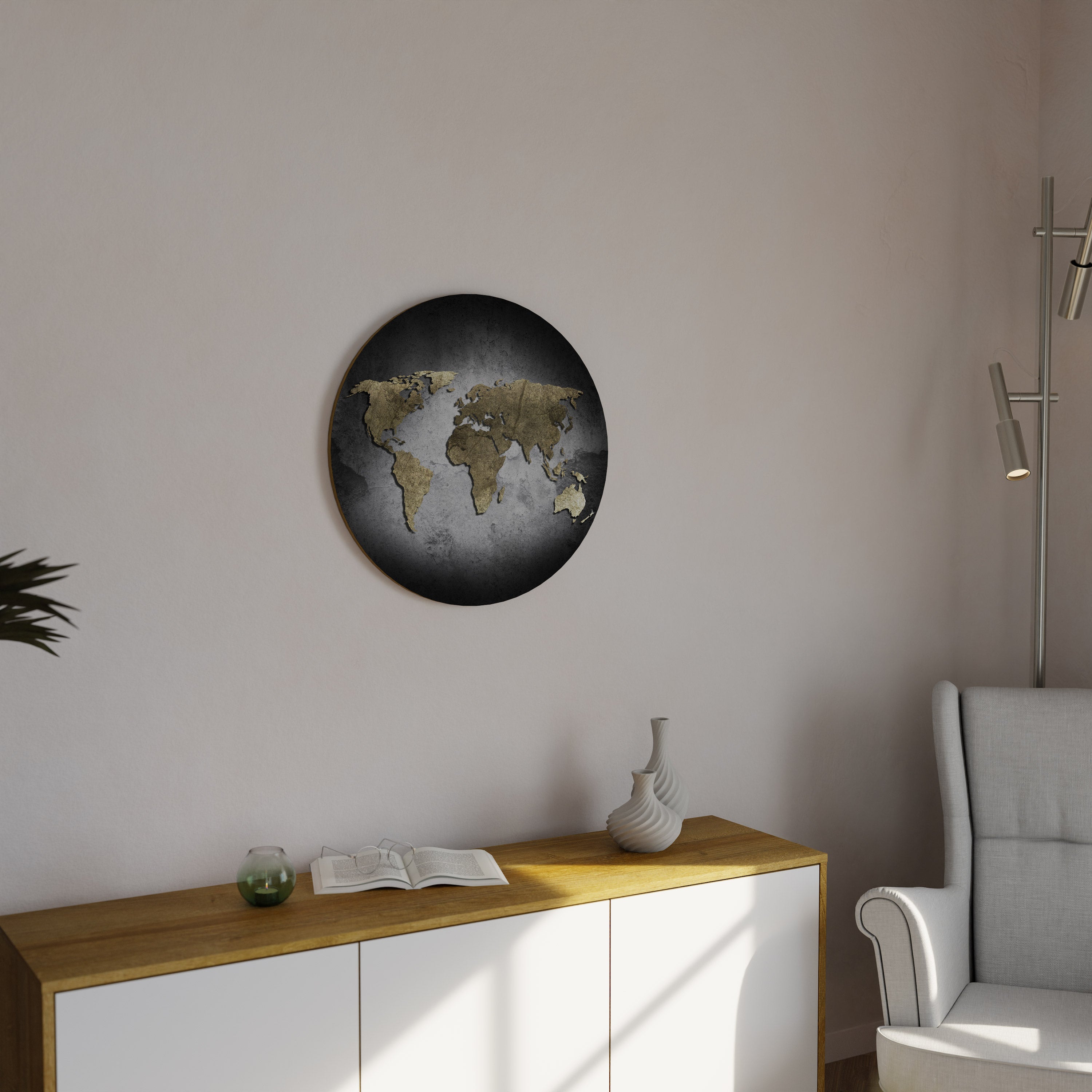 GOLDEN GLOBE TREASURE Runde Wandkunst
