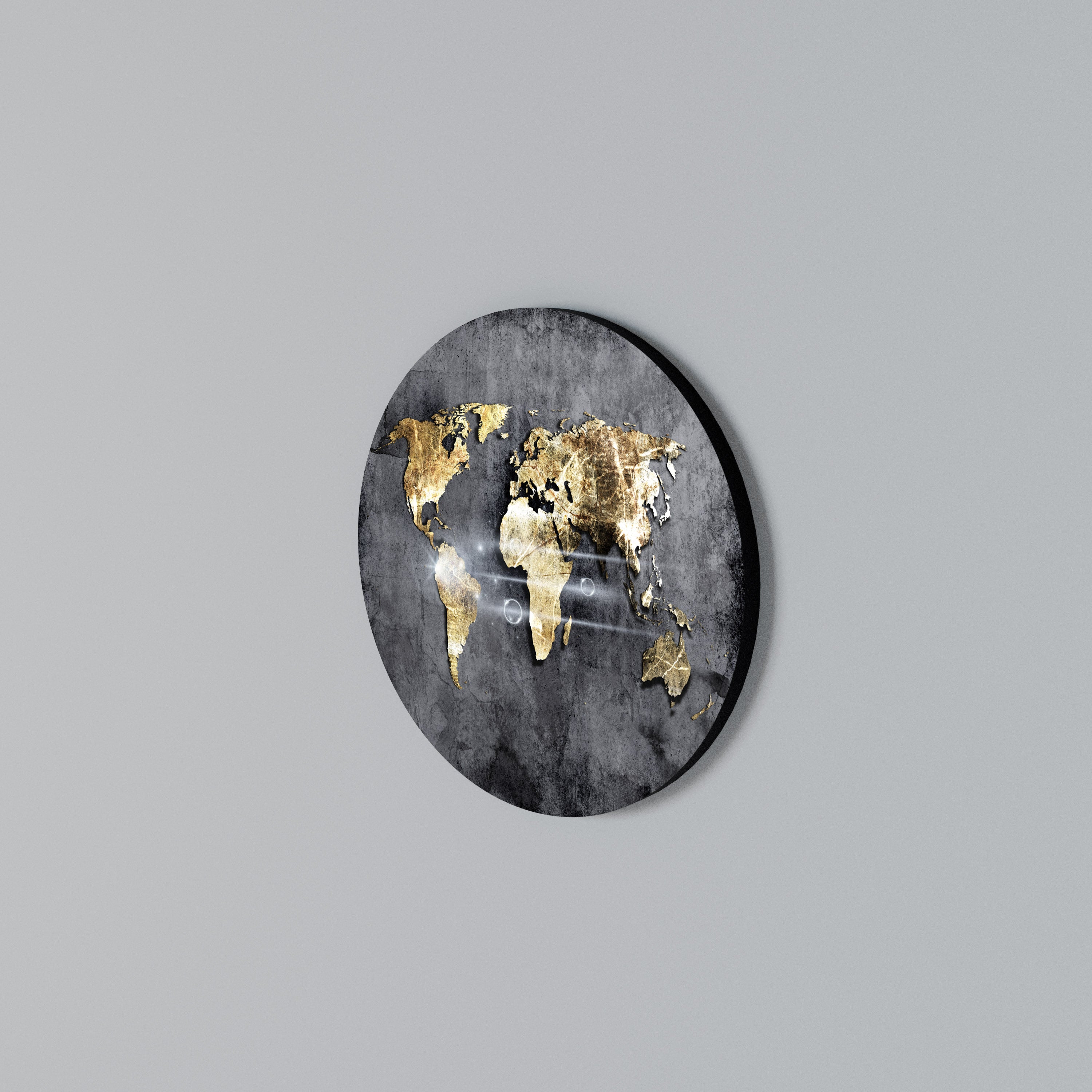 SHIMMERING EARTH MAP Round Wall Art