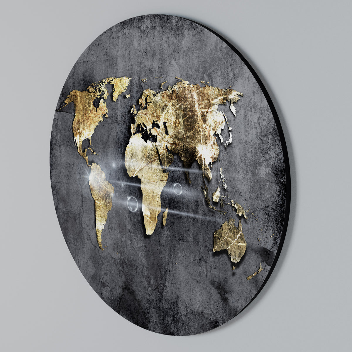 SHIMMERING EARTH MAP Rundes Wandbild