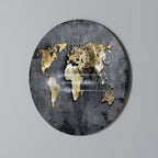 SHIMMERING EARTH MAP Round Wall Art