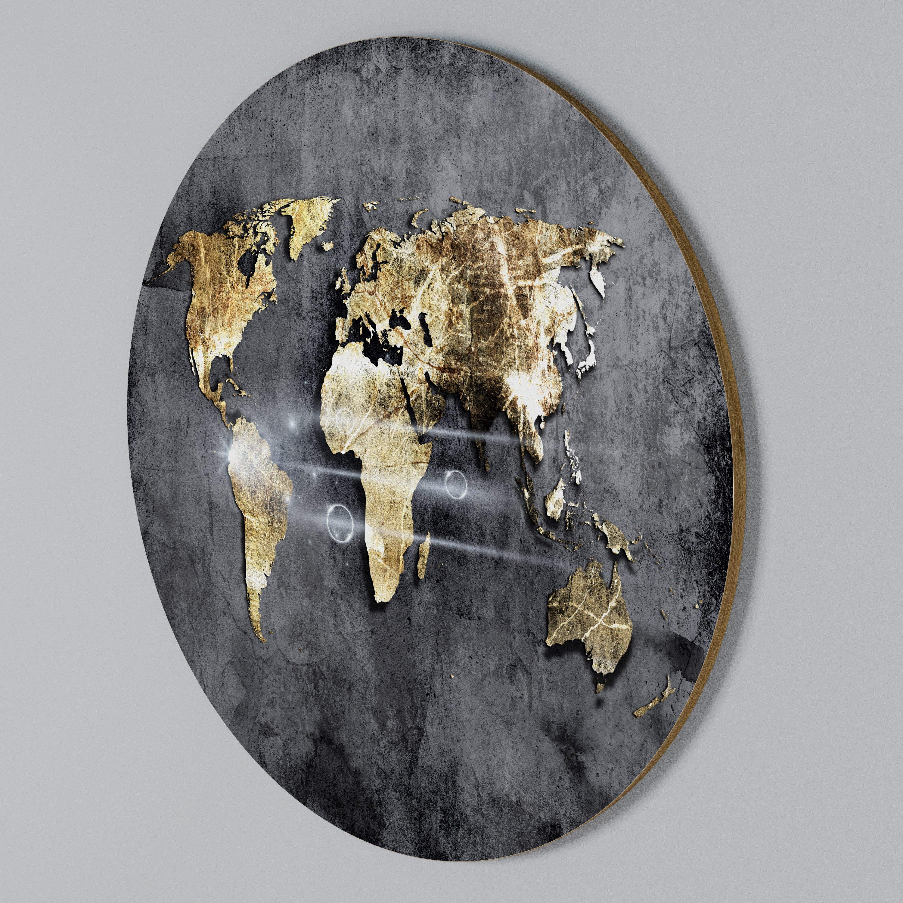SHIMMERING EARTH MAP Rundes Wandbild