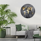 SHIMMERING EARTH MAP Round Wall Art