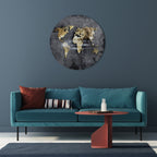 SHIMMERING EARTH MAP Round Wall Art
