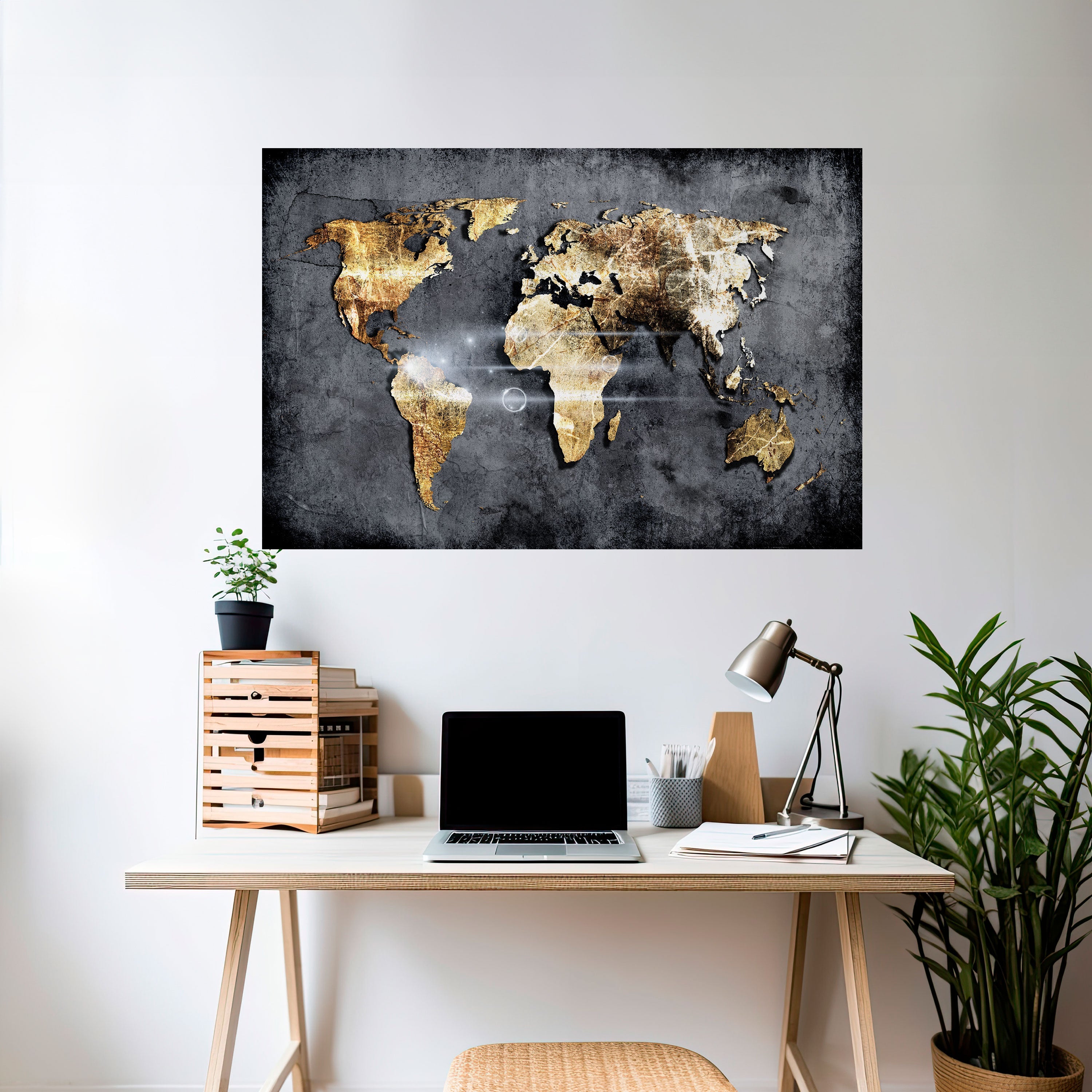Horizontales Poster „SHIMMERING EARTH MAP“ zum Abziehen und Aufkleben