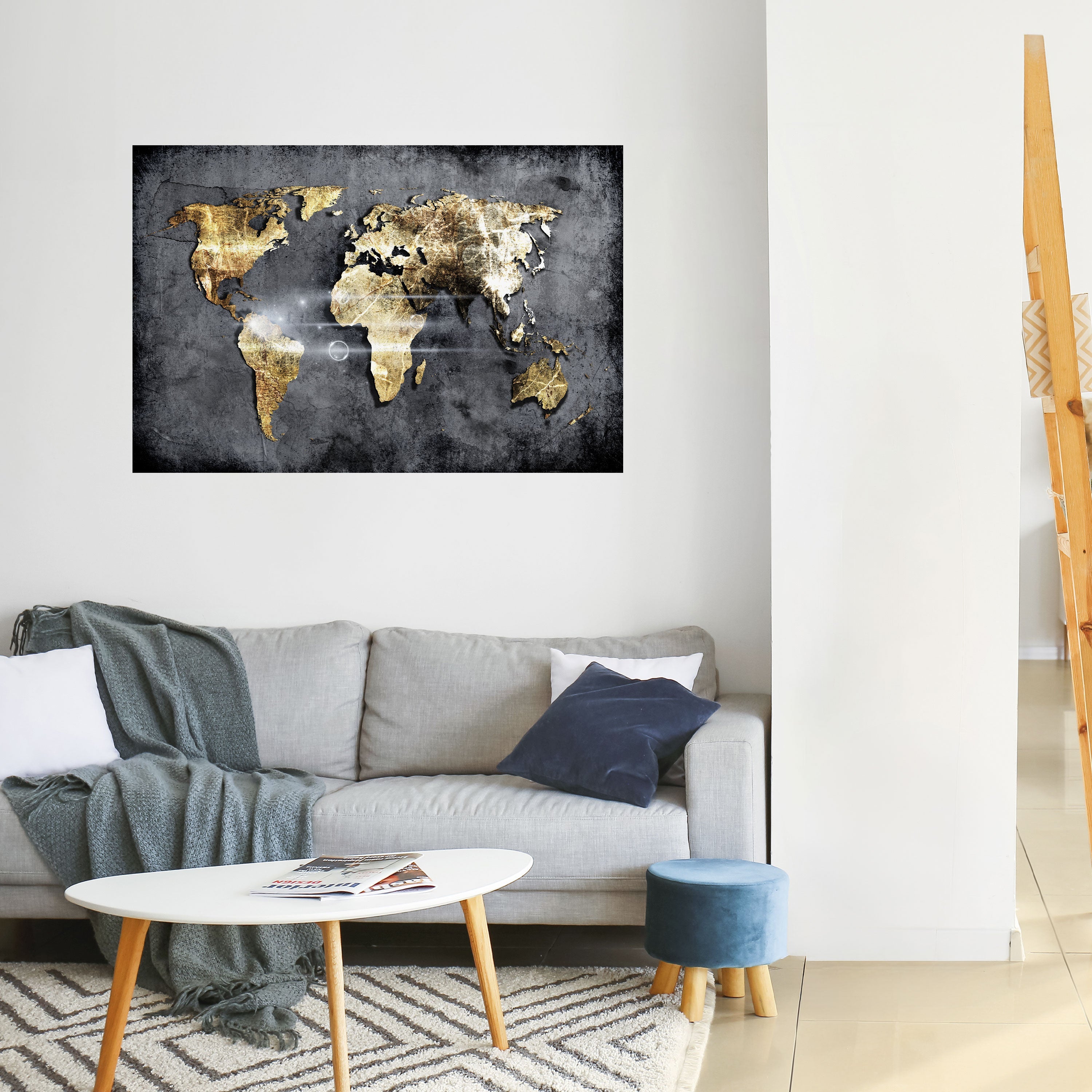 Horizontales Poster „SHIMMERING EARTH MAP“ zum Abziehen und Aufkleben