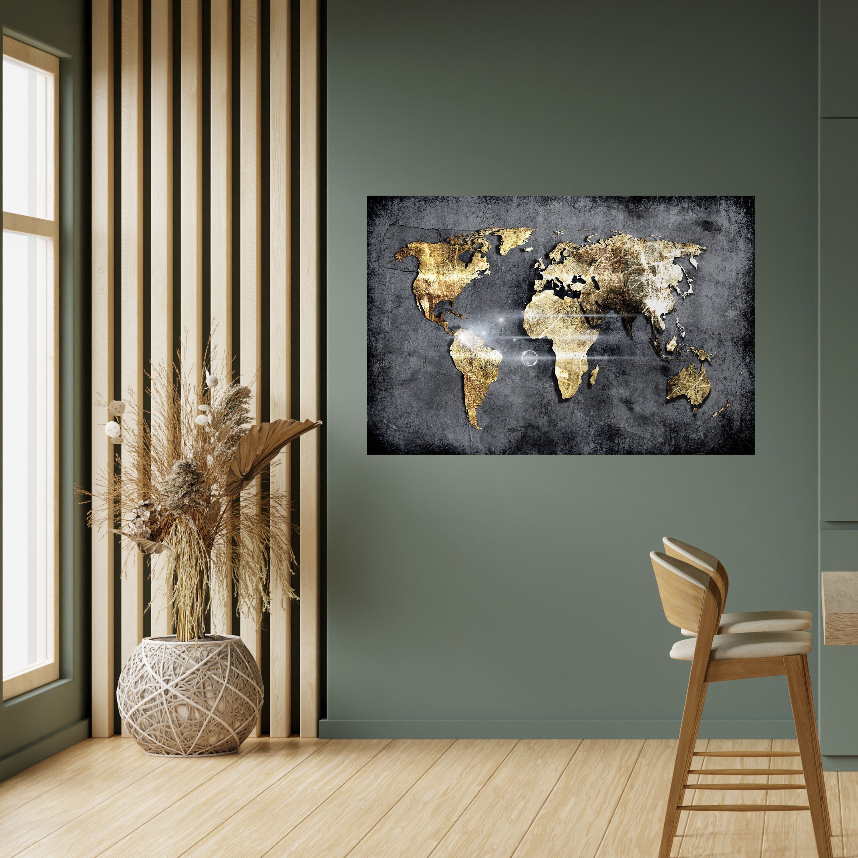 Horizontales Poster „SHIMMERING EARTH MAP“ zum Abziehen und Aufkleben