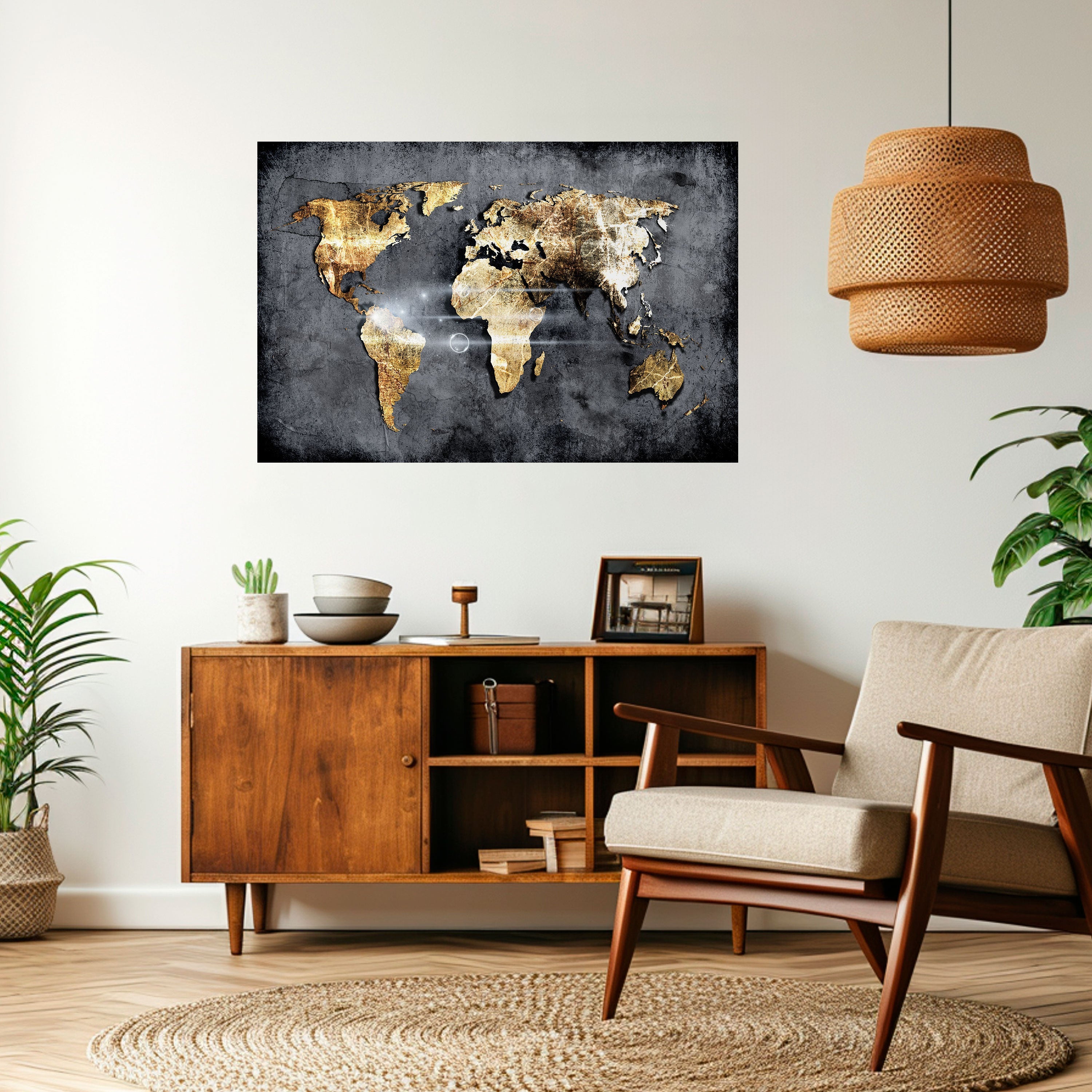 Horizontales Poster „SHIMMERING EARTH MAP“ zum Abziehen und Aufkleben