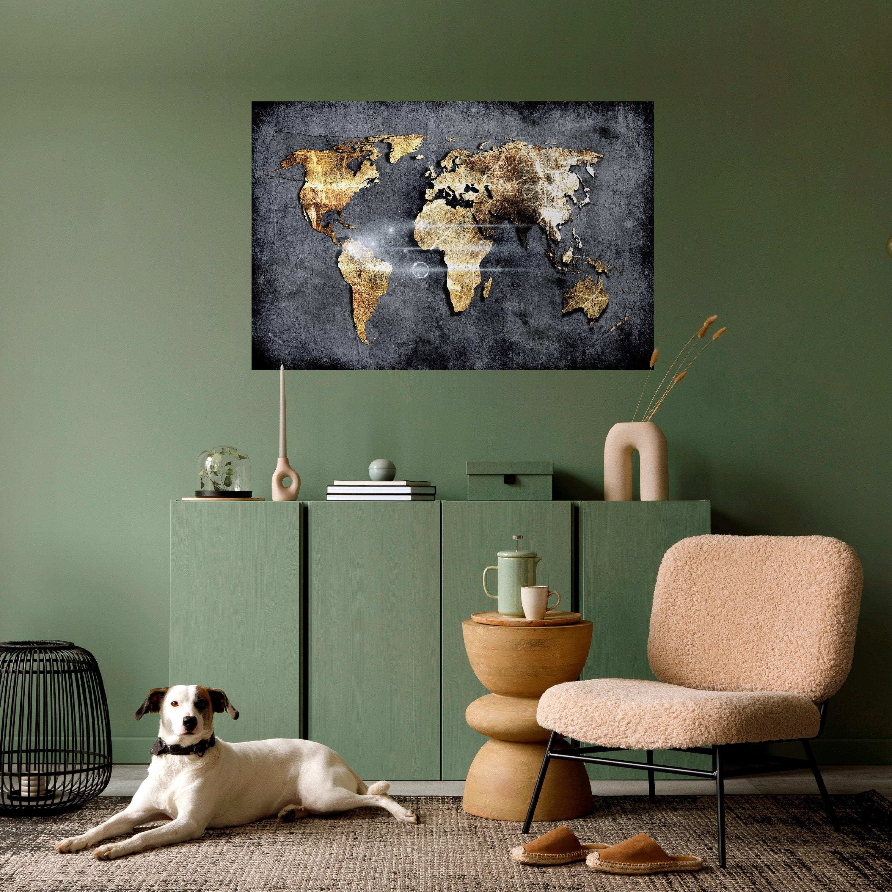 Horizontales Poster „SHIMMERING EARTH MAP“ zum Abziehen und Aufkleben