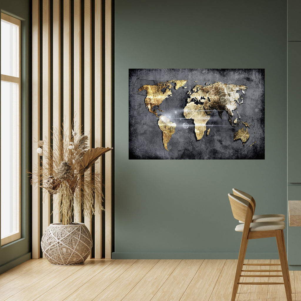 Horizontales Poster „SHIMMERING EARTH MAP“ zum Abziehen und Aufkleben