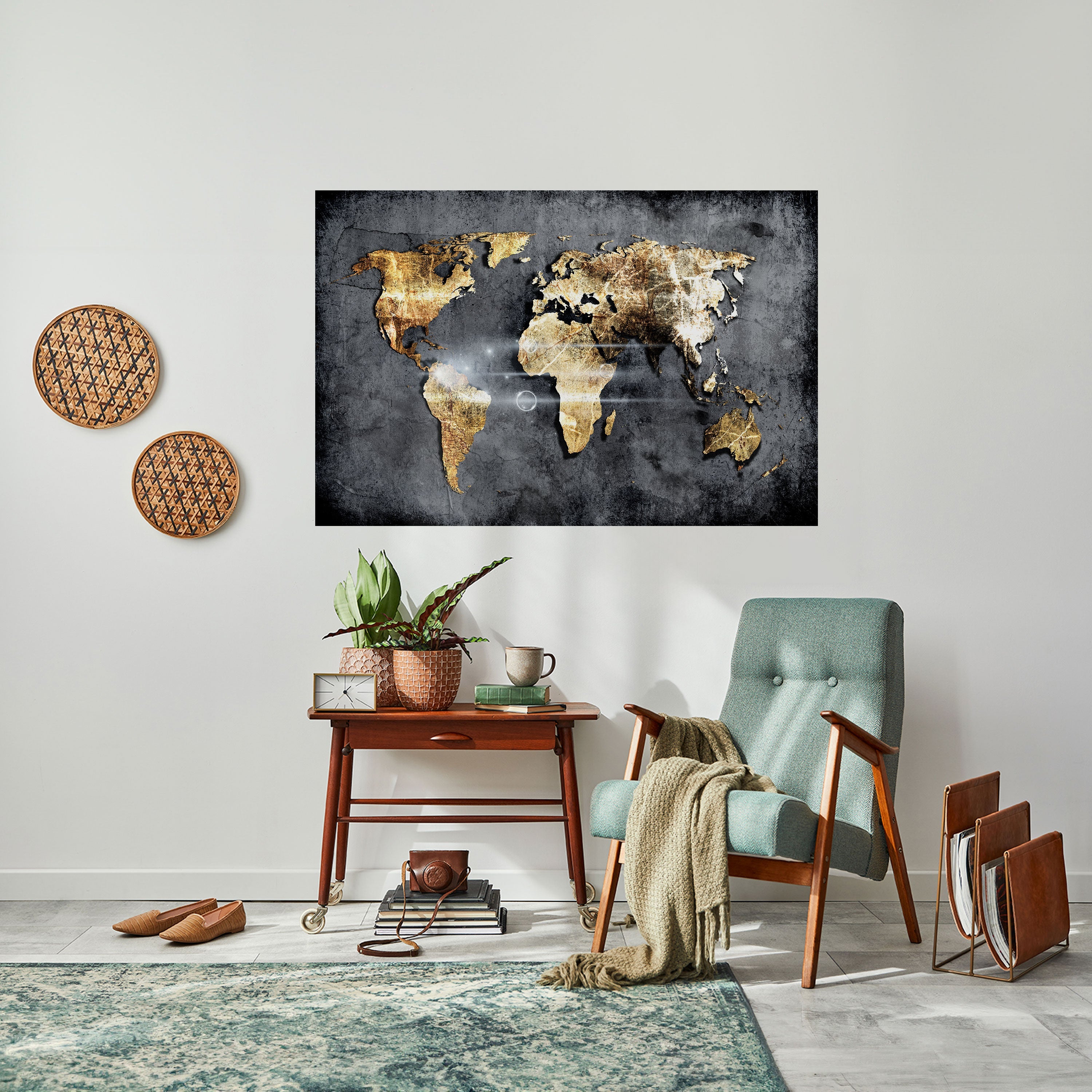 Horizontales Poster „SHIMMERING EARTH MAP“ zum Abziehen und Aufkleben