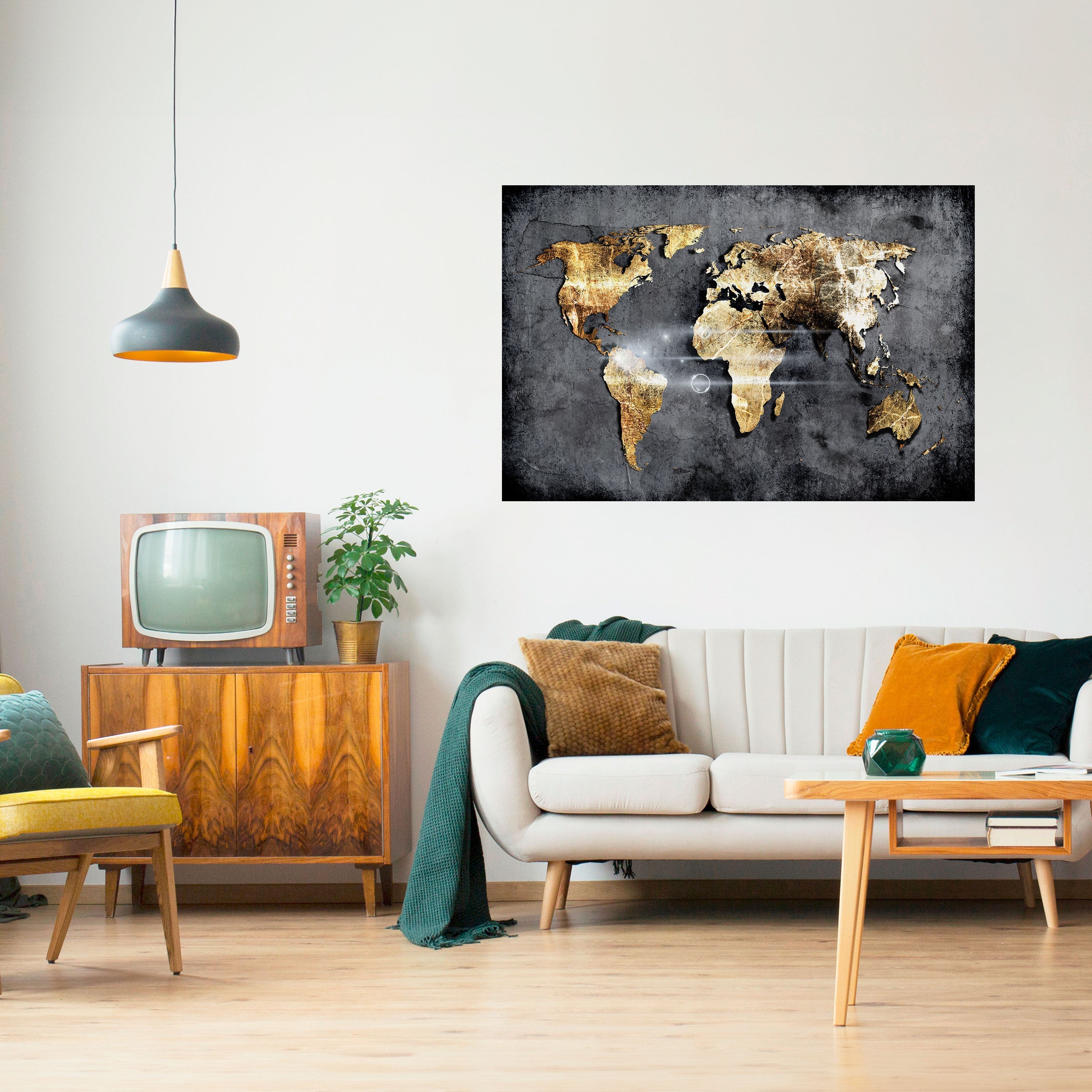 Horizontales Poster „SHIMMERING EARTH MAP“ zum Abziehen und Aufkleben