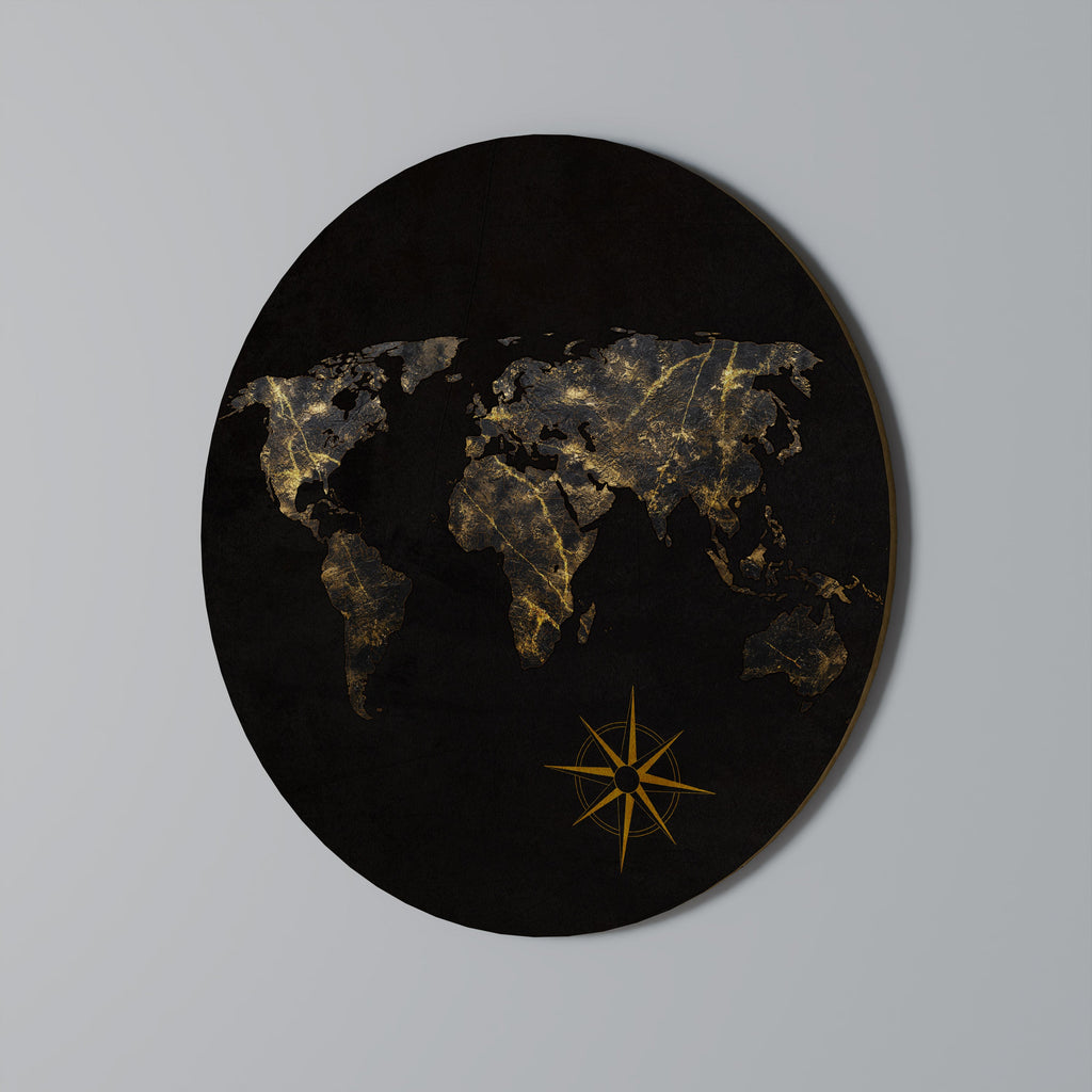 GOLDEN GEOGRAPHY Runde Wandkunst