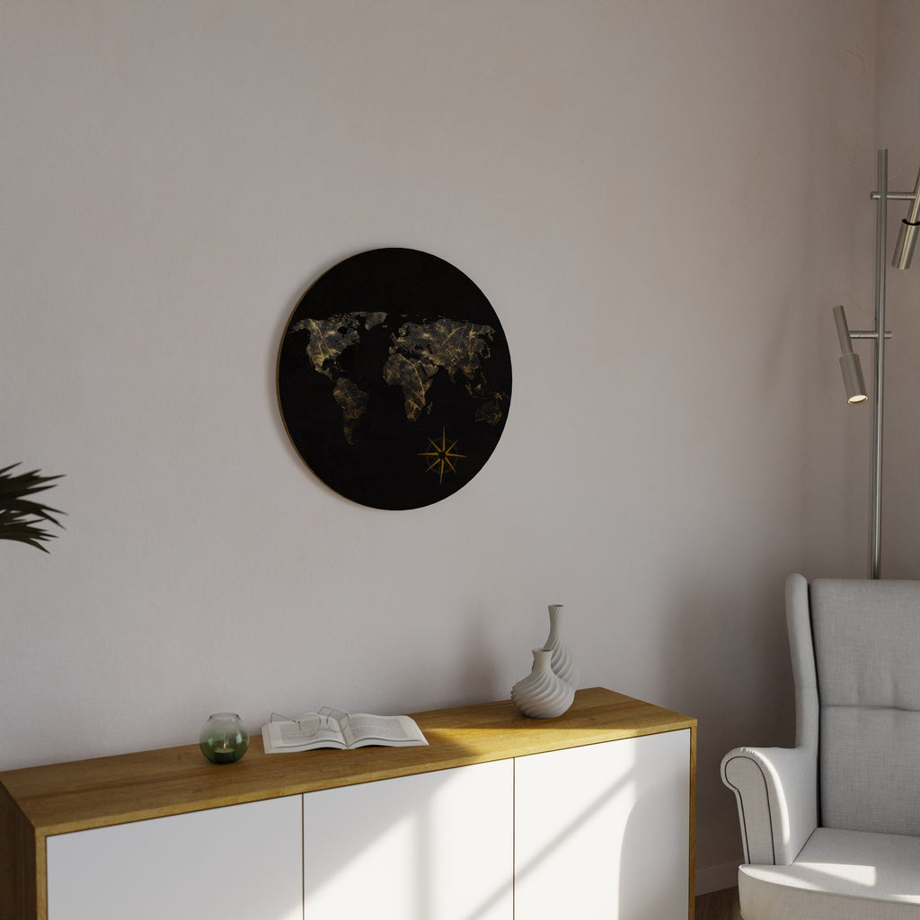 GOLDEN GEOGRAPHY Runde Wandkunst