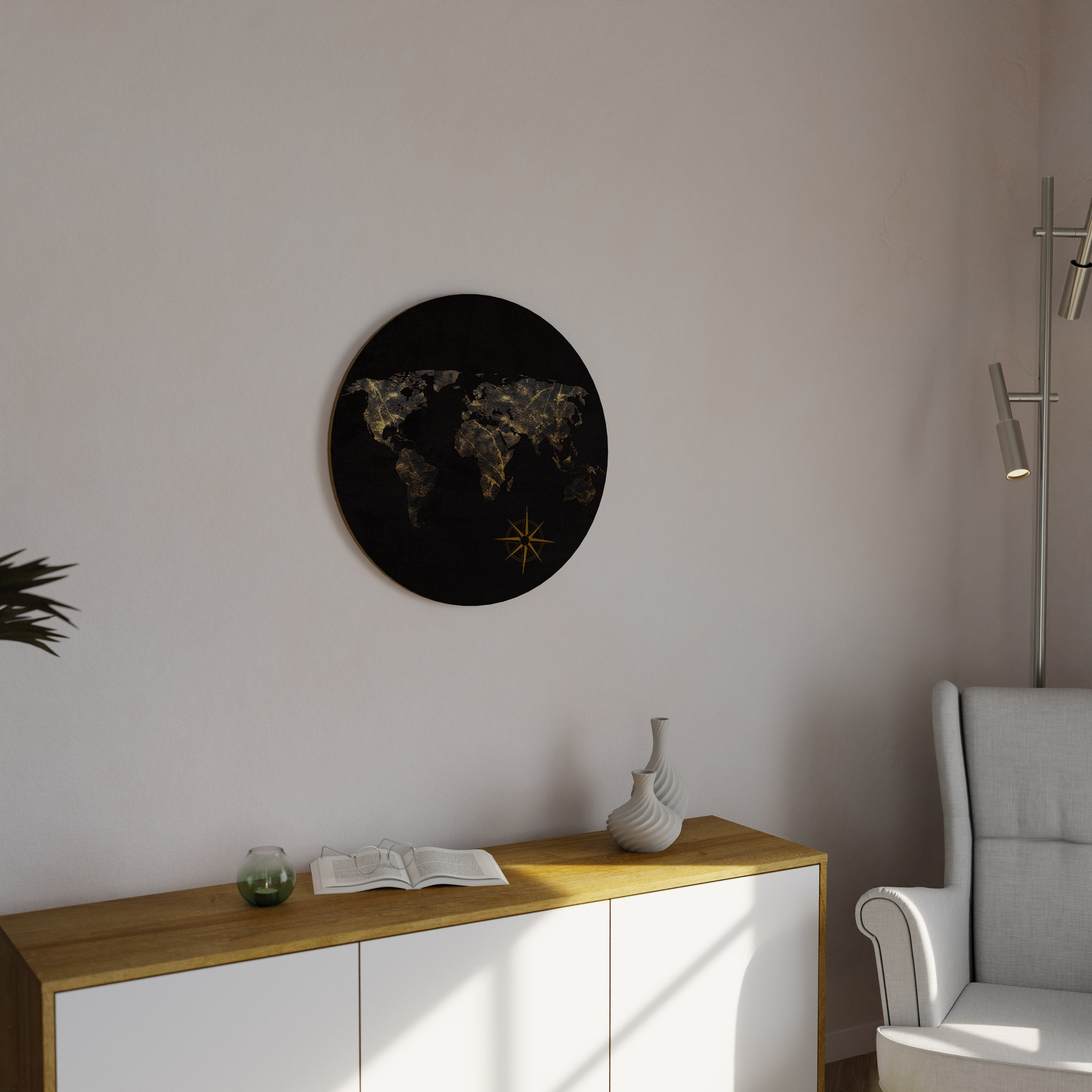 GOLDEN GEOGRAPHY Runde Wandkunst
