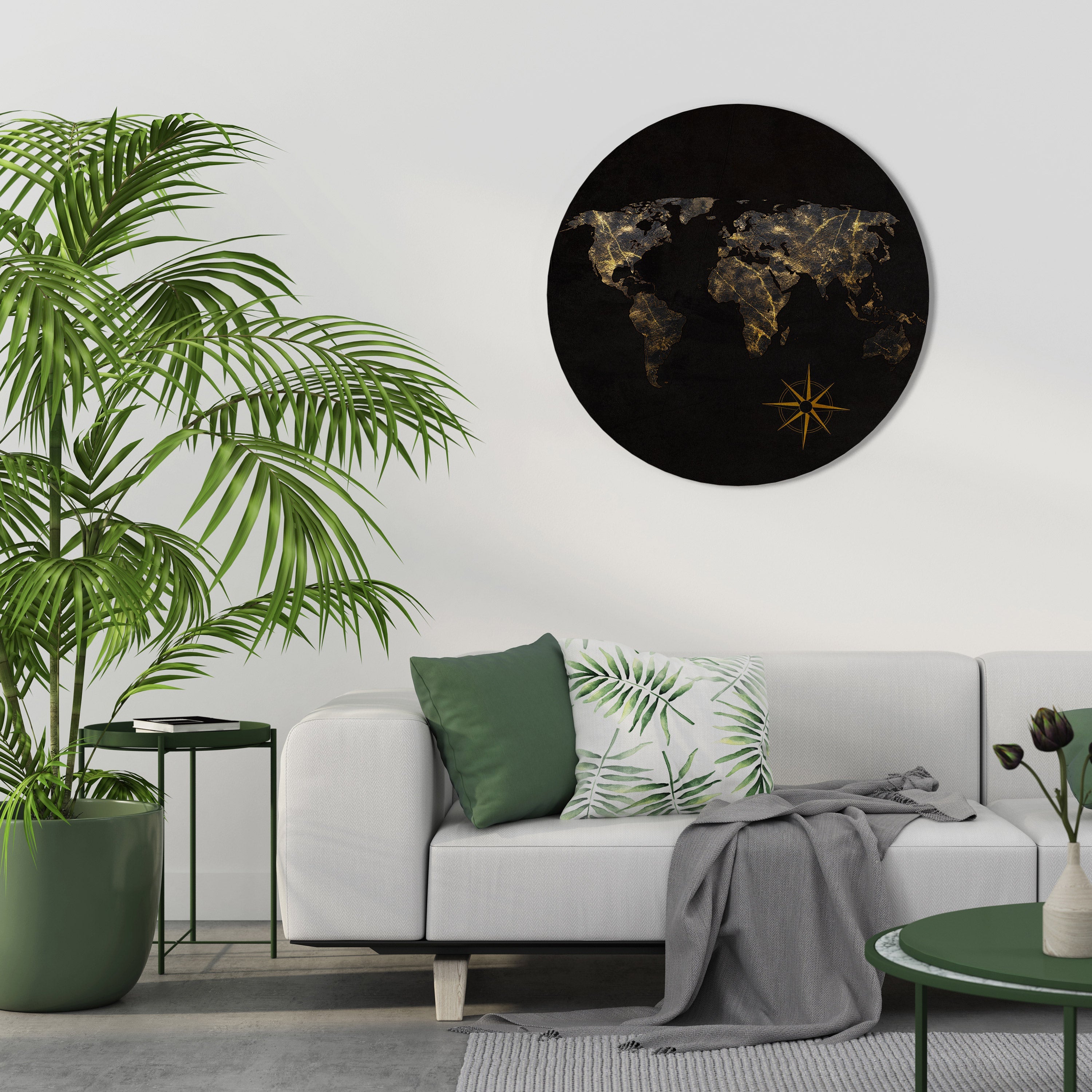 GOLDEN GEOGRAPHY Runde Wandkunst