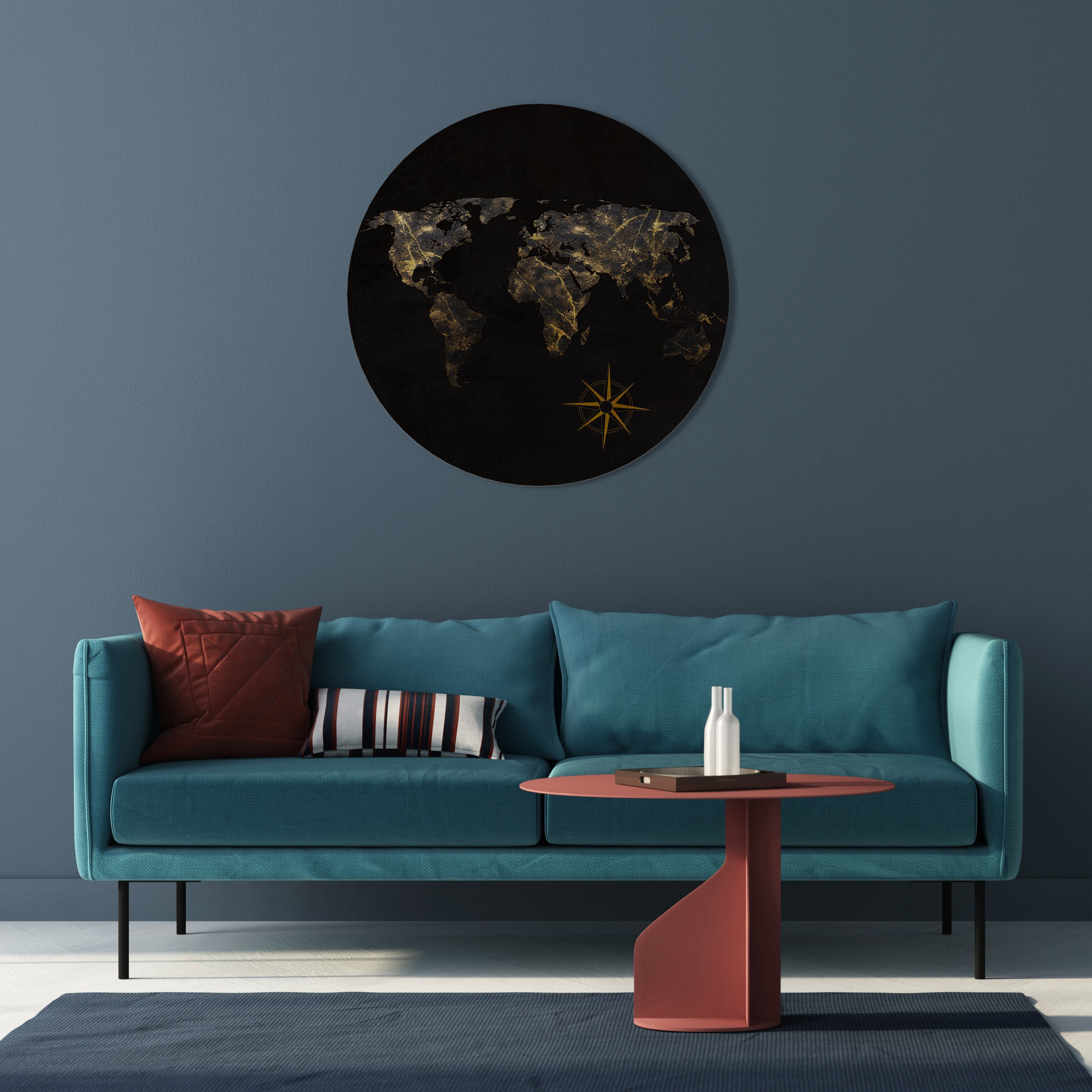 GOLDEN GEOGRAPHY Runde Wandkunst