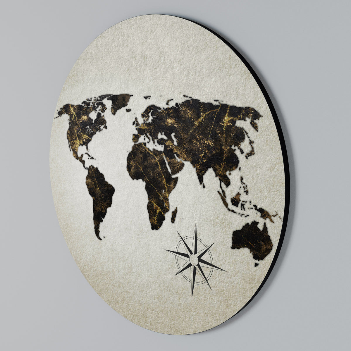 GOLDEN LINES GLOBE Round Wall Art