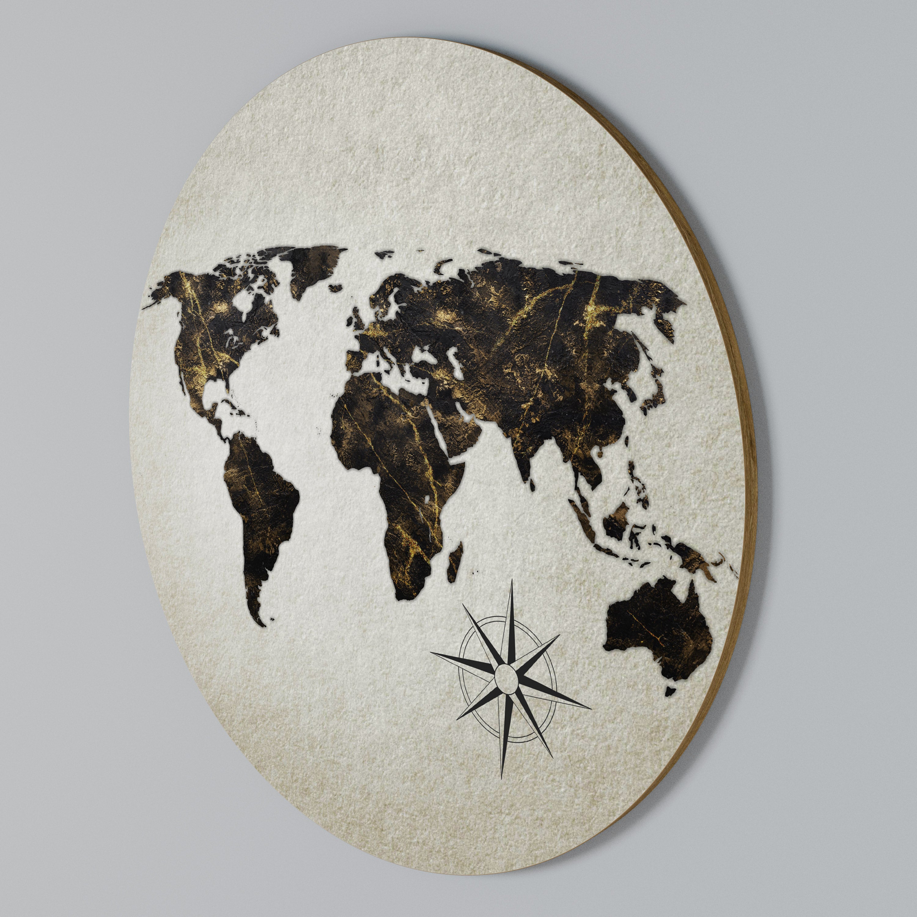 GOLDEN LINES GLOBE Rundes Wandbild